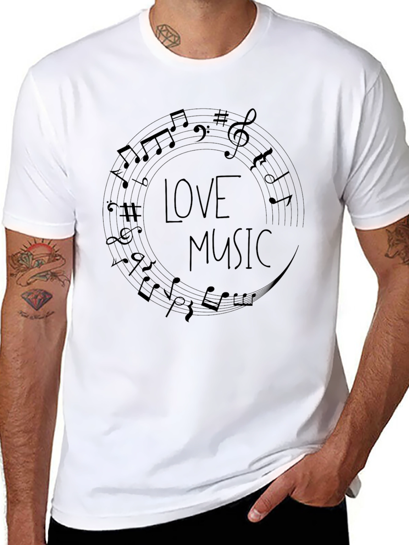 Love Music Graphic T-Shirt - Black Cotton Tee
