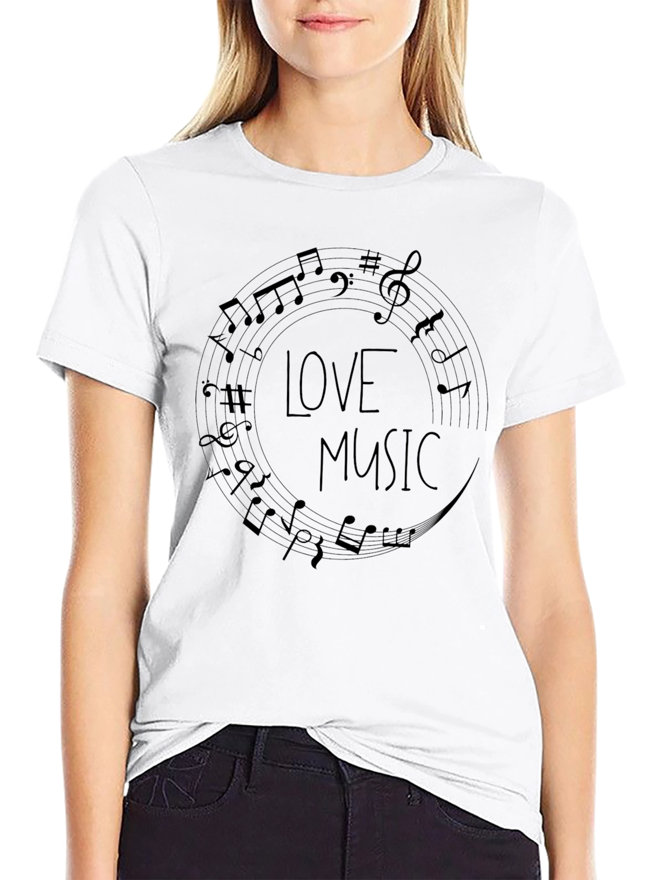 Love Music Graphic T-Shirt - Black Cotton Tee