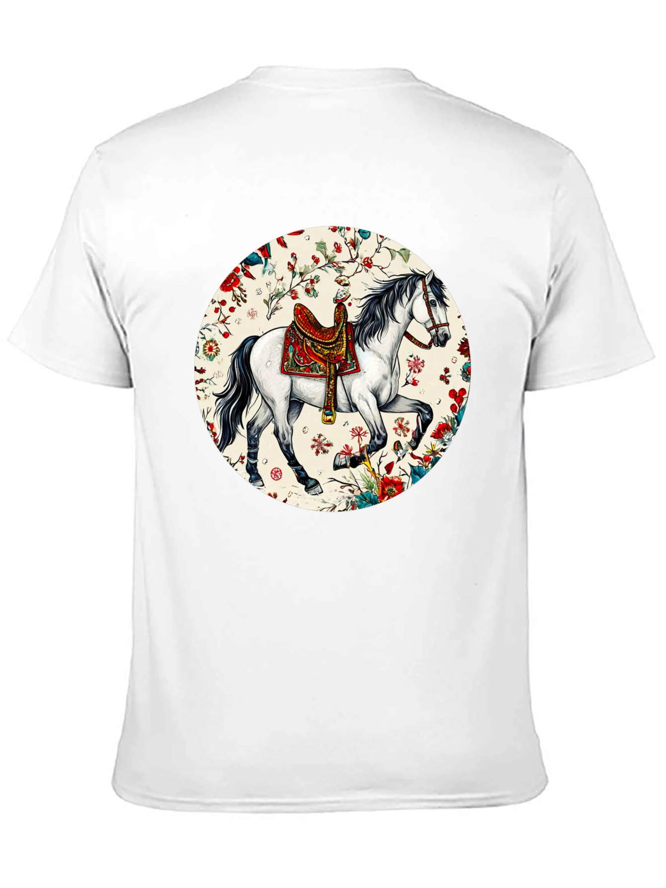 Horse Floral T-Shirt - Artistic Graphic Tee