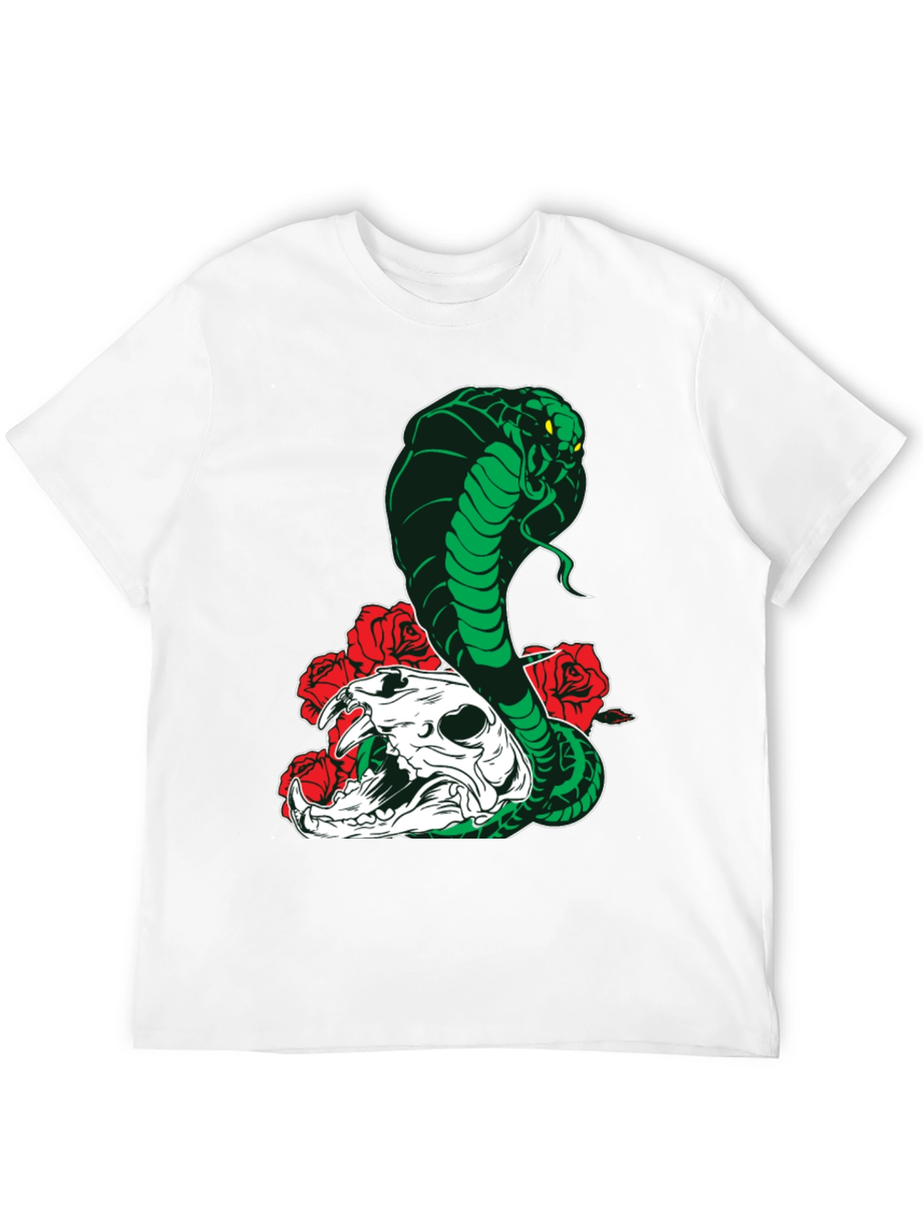 Cobra Skull Roses T-Shirt - Mens Black Graphic Tee