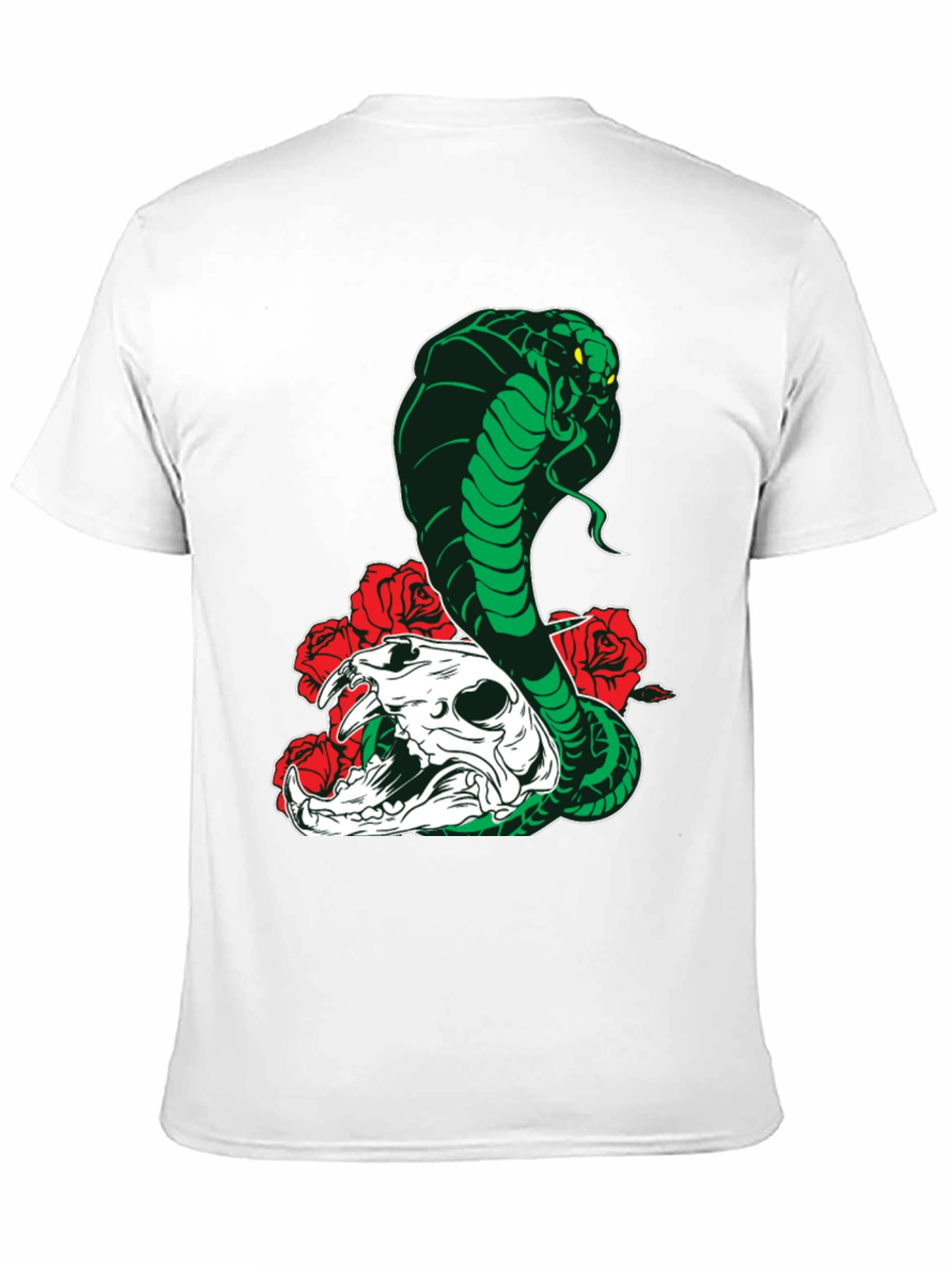 Cobra Skull Roses T-Shirt - Mens Black Graphic Tee