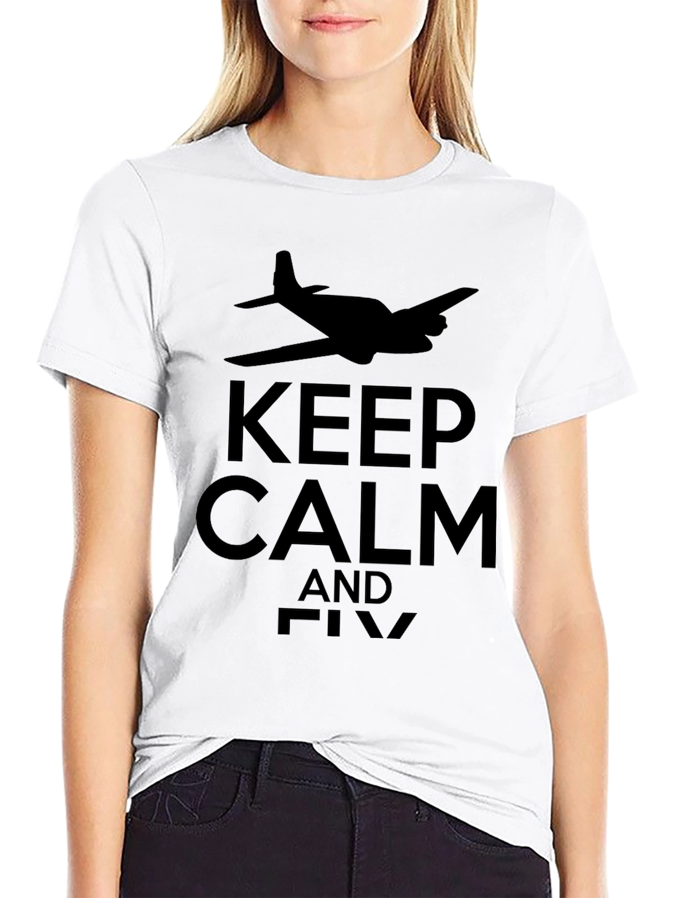 Keep Calm and Fly Black T-Shirt