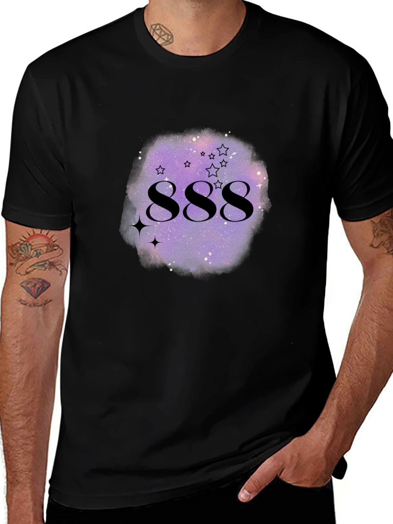 888 Angel Number Galaxy Graphic T-Shirt