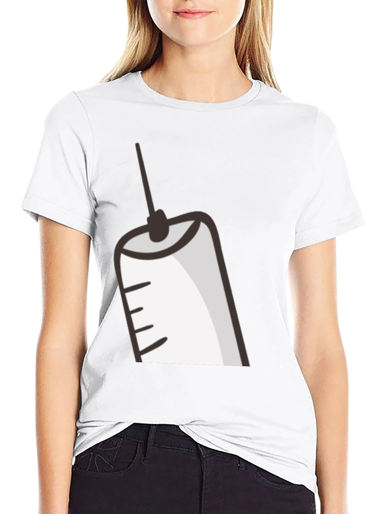 Cartoon Syringe Graphic T-Shirt - Black
