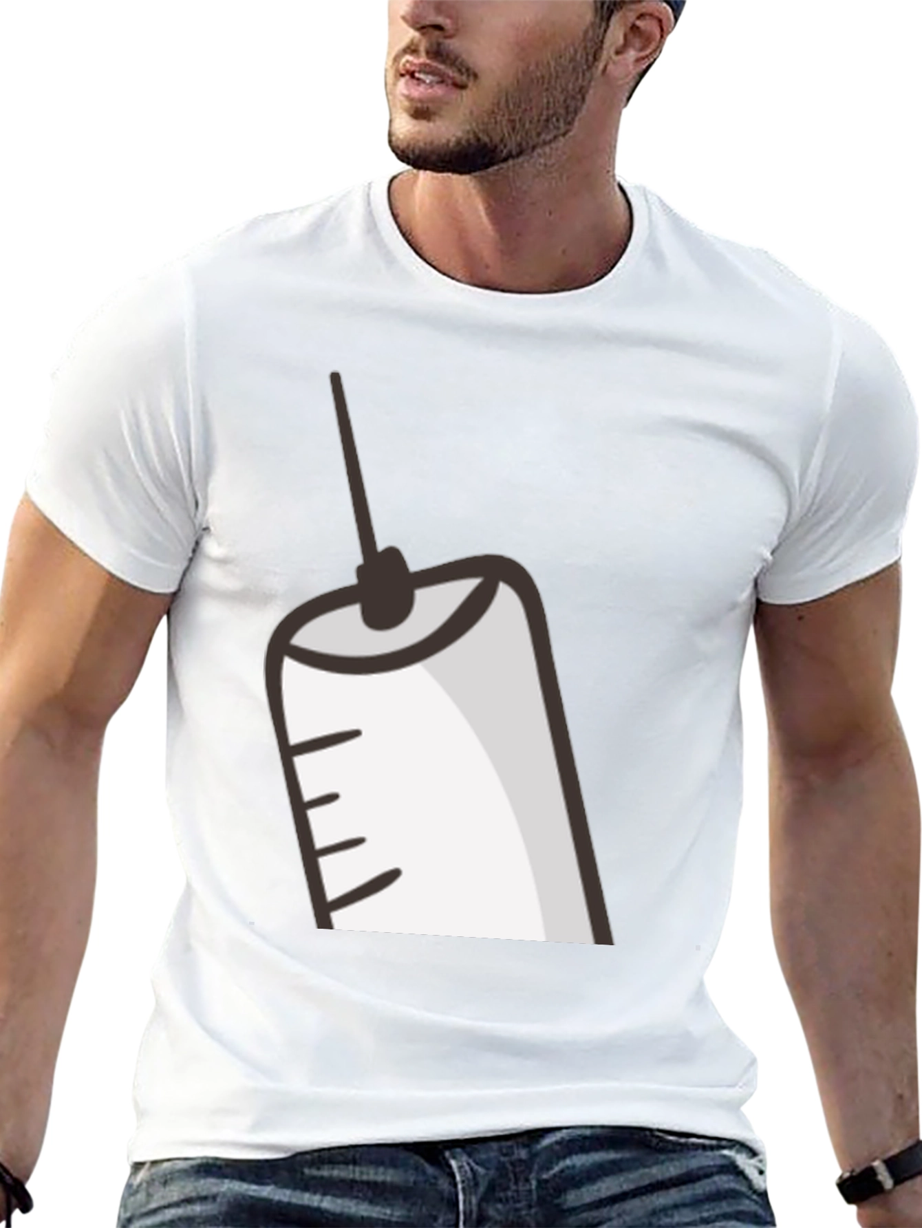Cartoon Syringe Graphic T-Shirt - Black