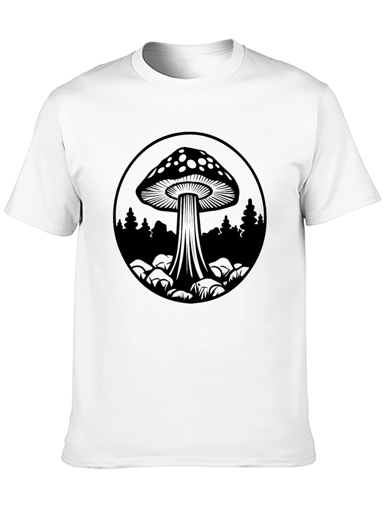 Mushroom Forest Graphic Tee - Unisex Black T-Shirt