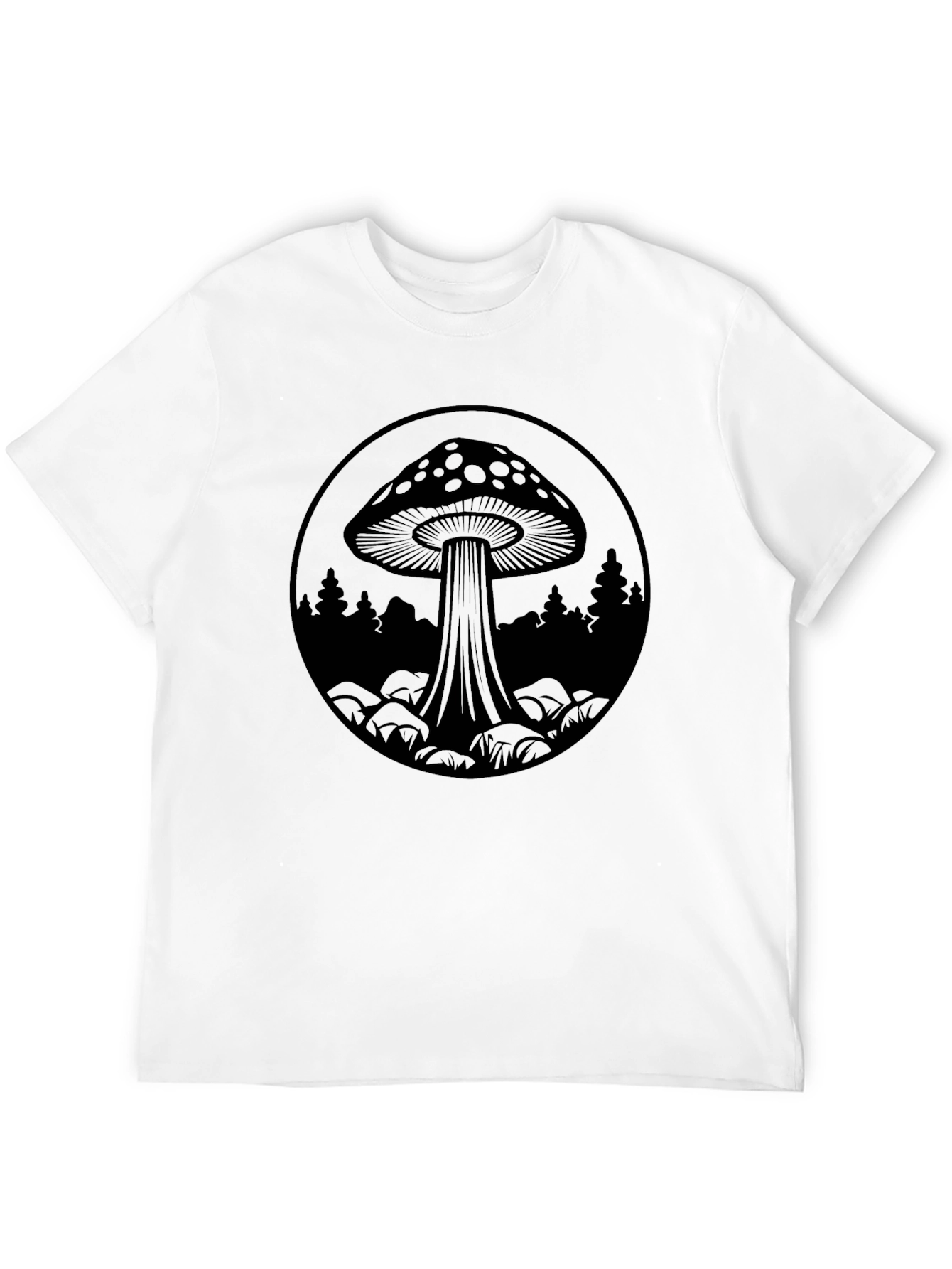Mushroom Forest Graphic Tee - Unisex Black T-Shirt