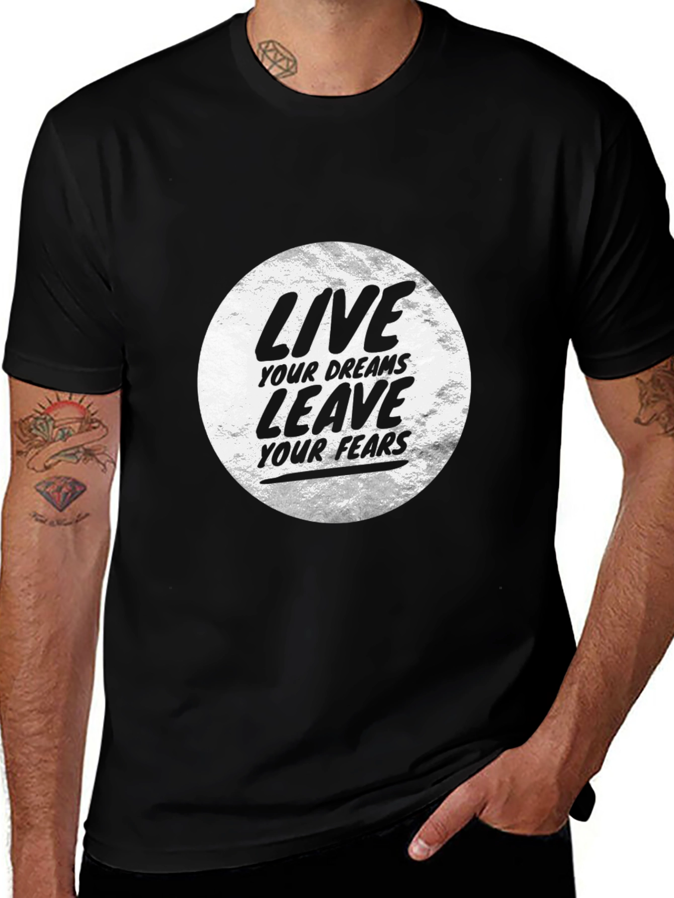 Motivational Black T-Shirt: Live Your Dreams