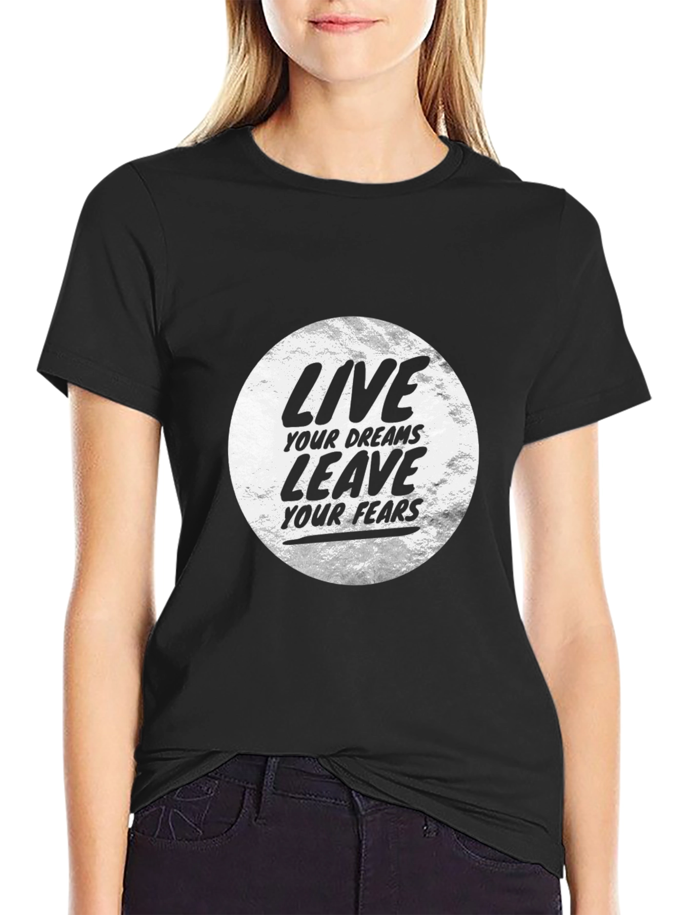 Motivational Black T-Shirt: Live Your Dreams
