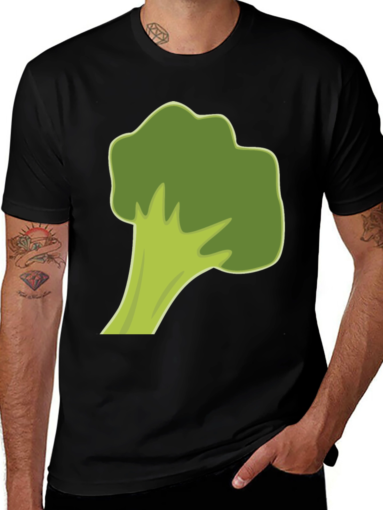 Broccoli Graphic Tee - Black Cotton Casual Shirt