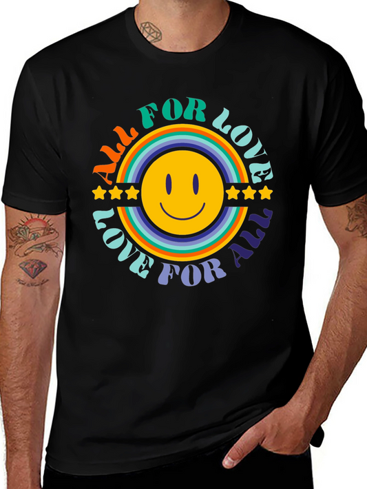 All For Love T-Shirt - Retro Smiley Face Tee