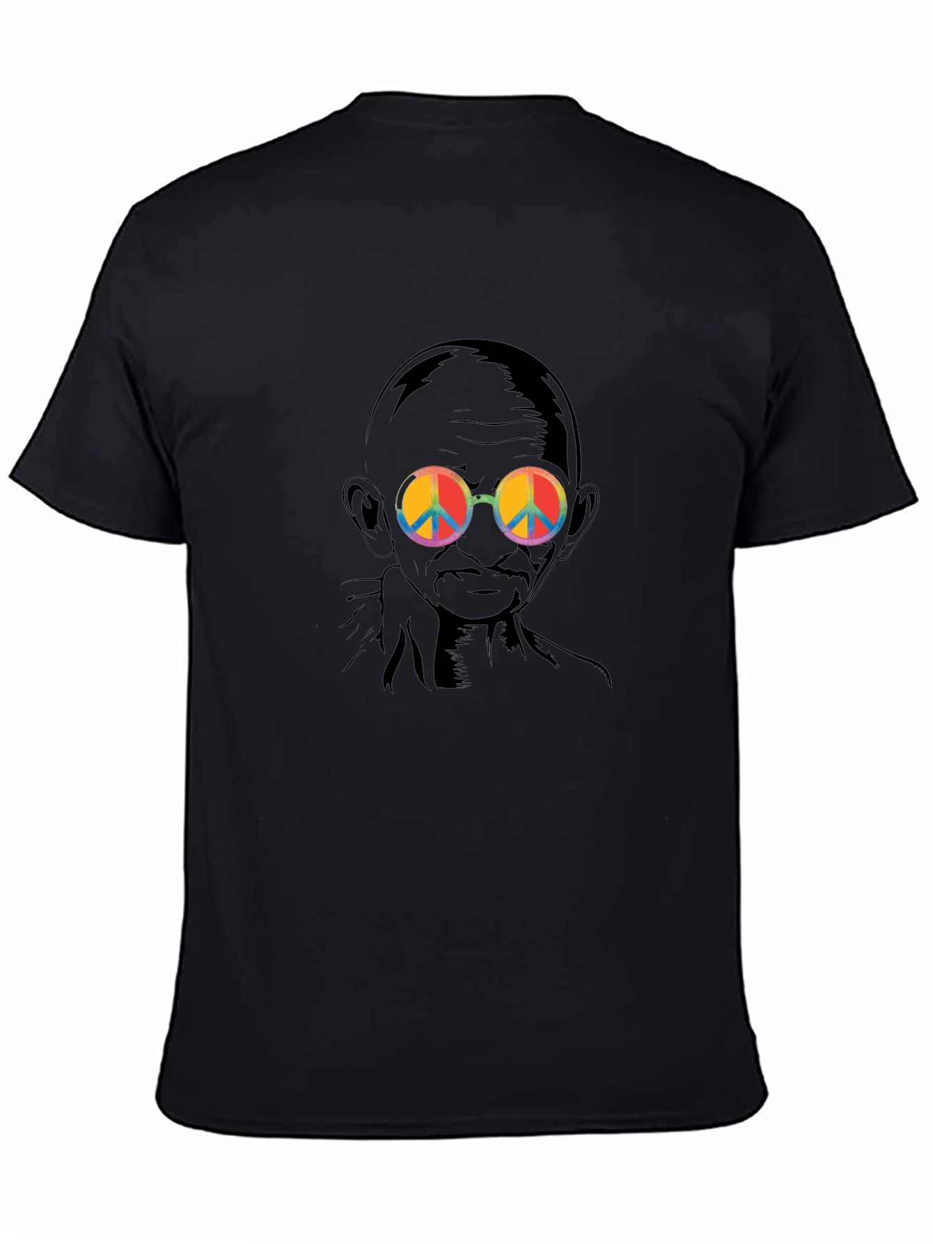 Gandhi Peace Sign Sunglasses Graphic Tee - Black