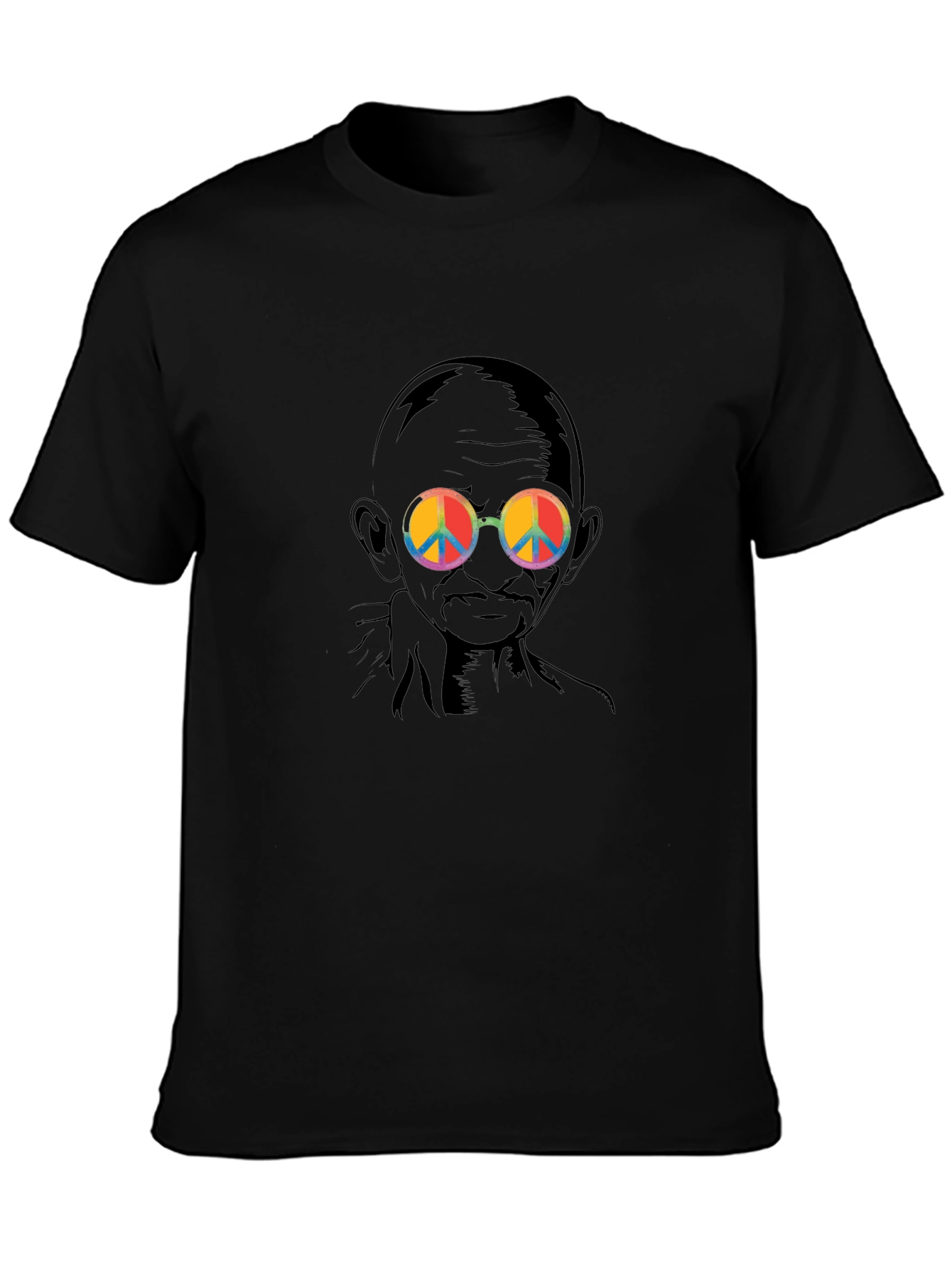 Gandhi Peace Sign Sunglasses Graphic Tee - Black
