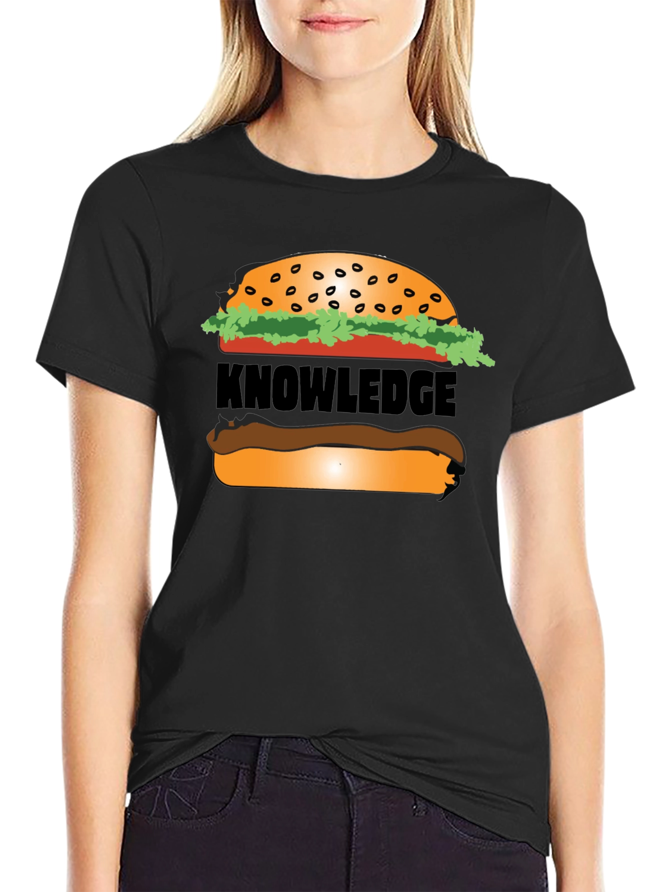 Knowledge Burger Graphic T-Shirt - Black