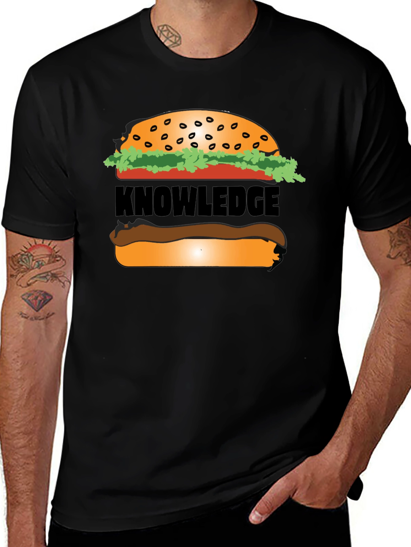Knowledge Burger Graphic T-Shirt - Black