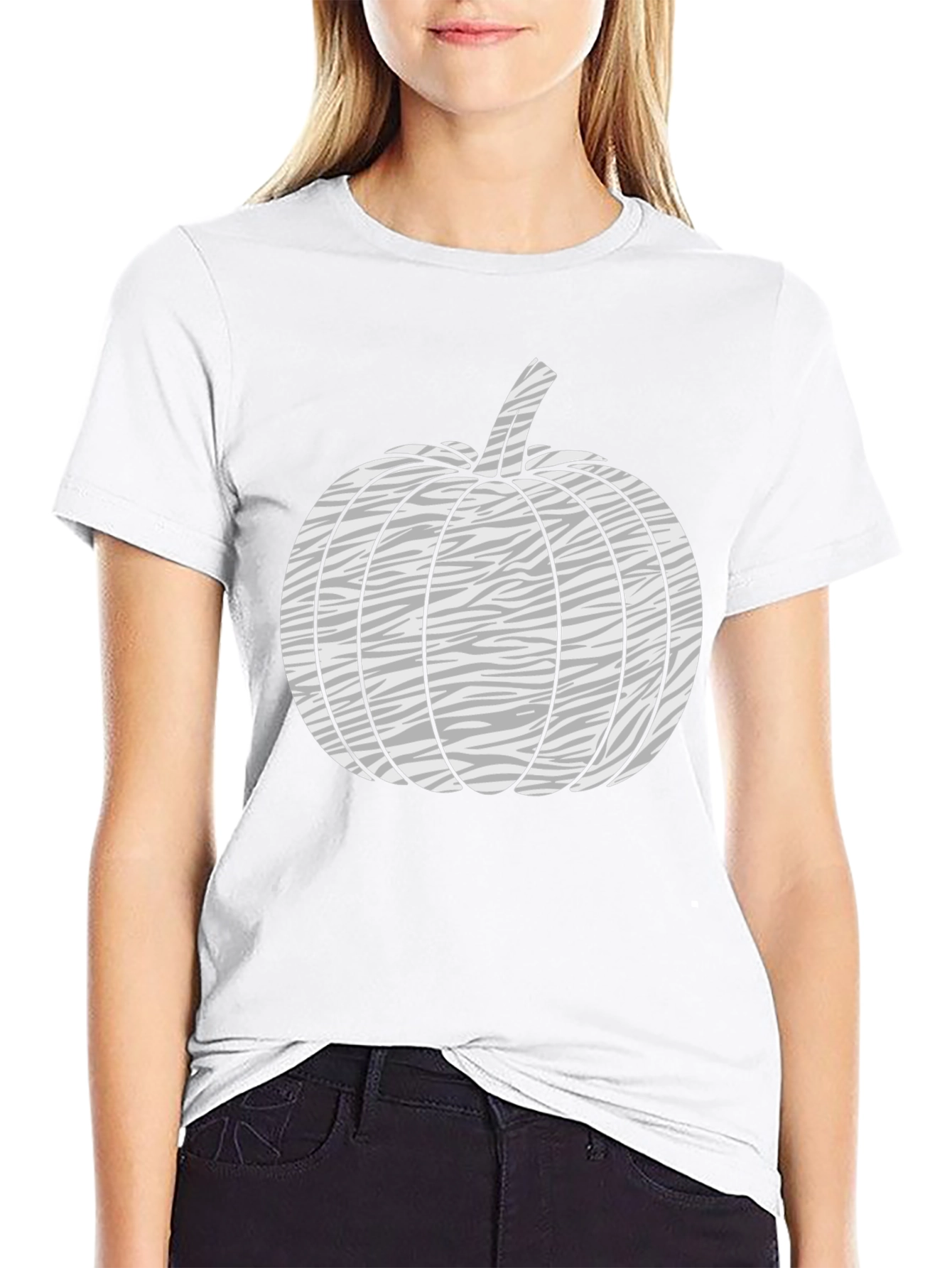 Zebra Pumpkin Graphic Tee - Black