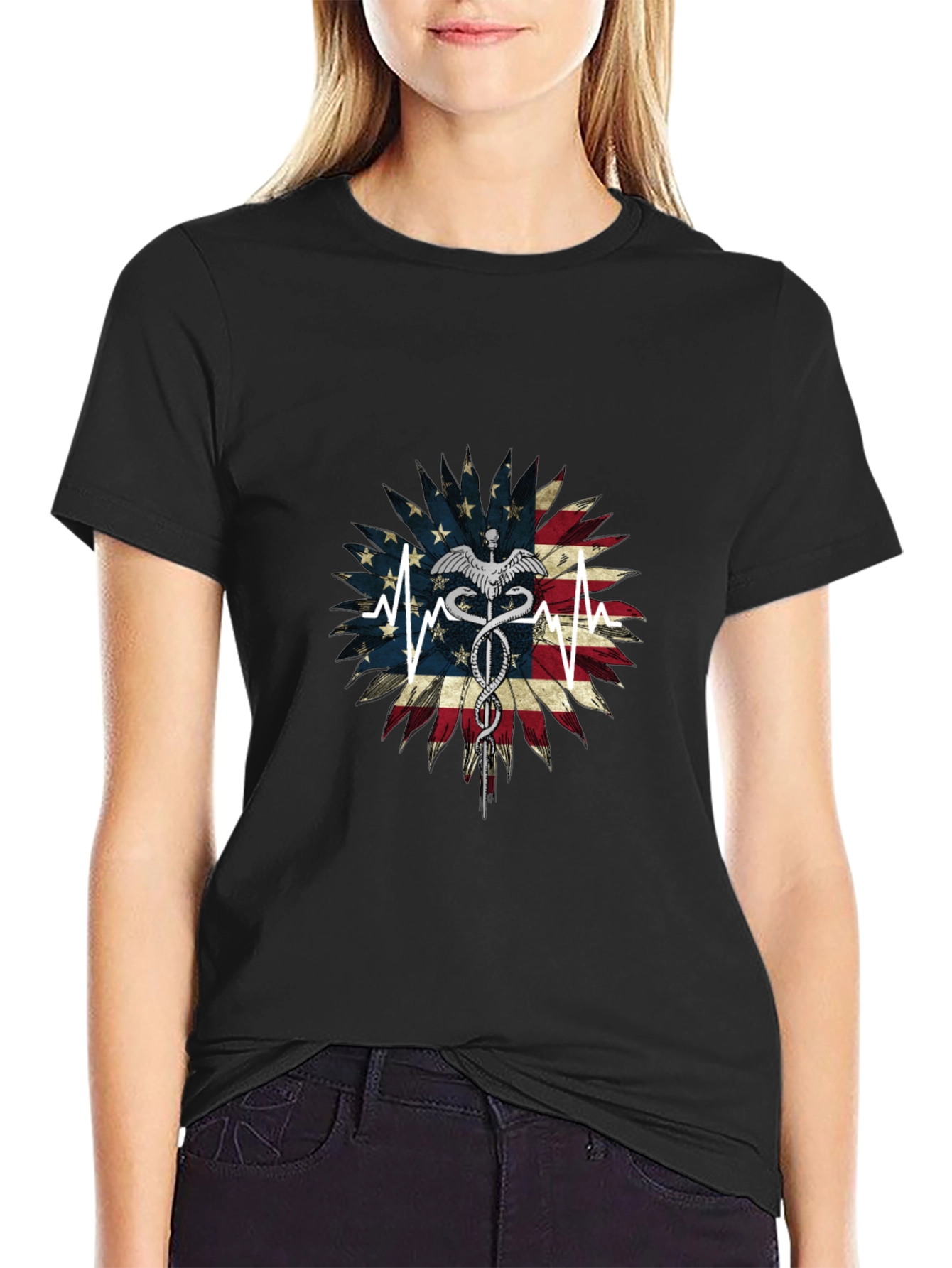 American Flag Caduceus Graphic Tee