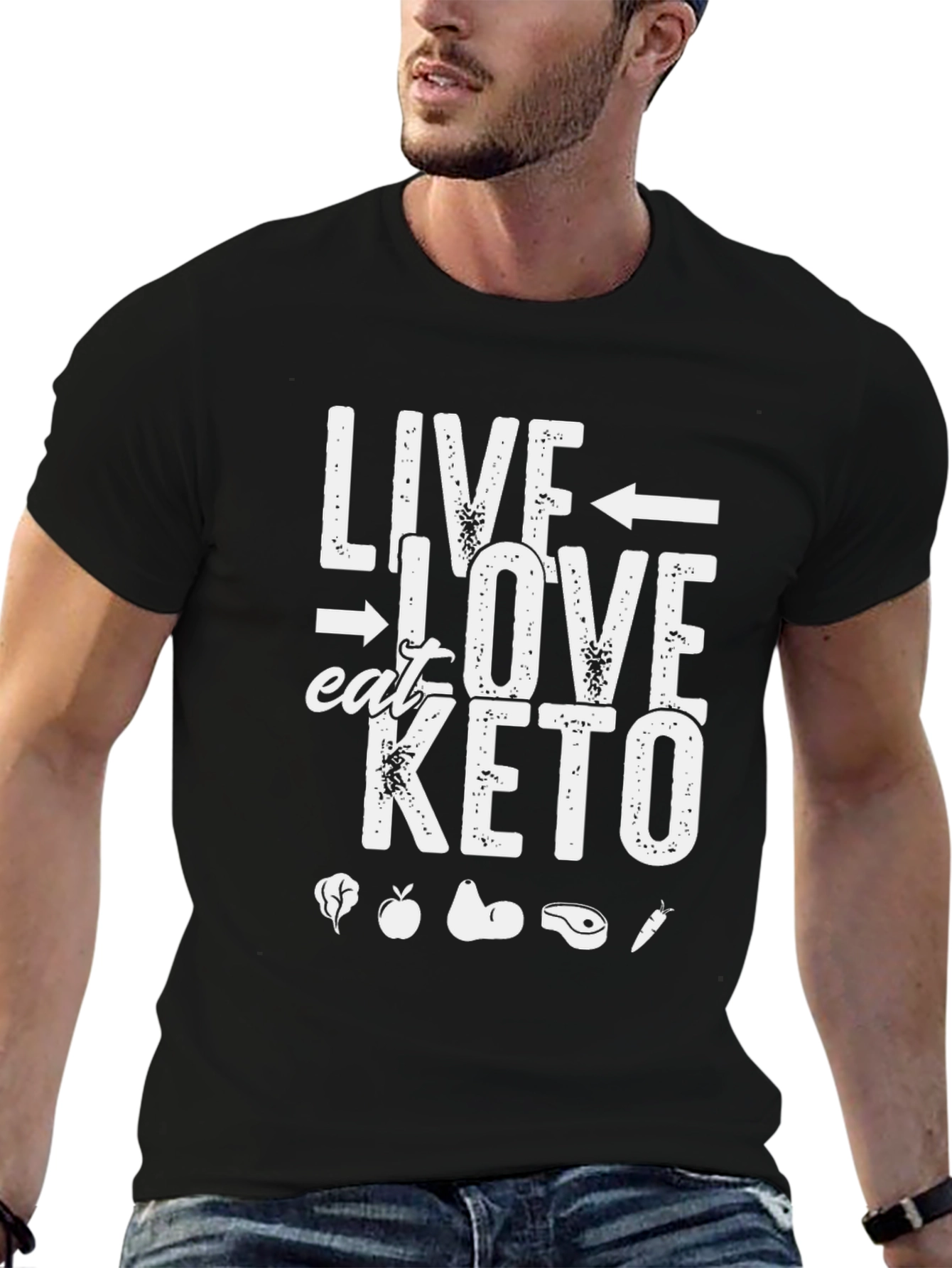 Live Love Eat Keto T-Shirt - Black Graphic Tee