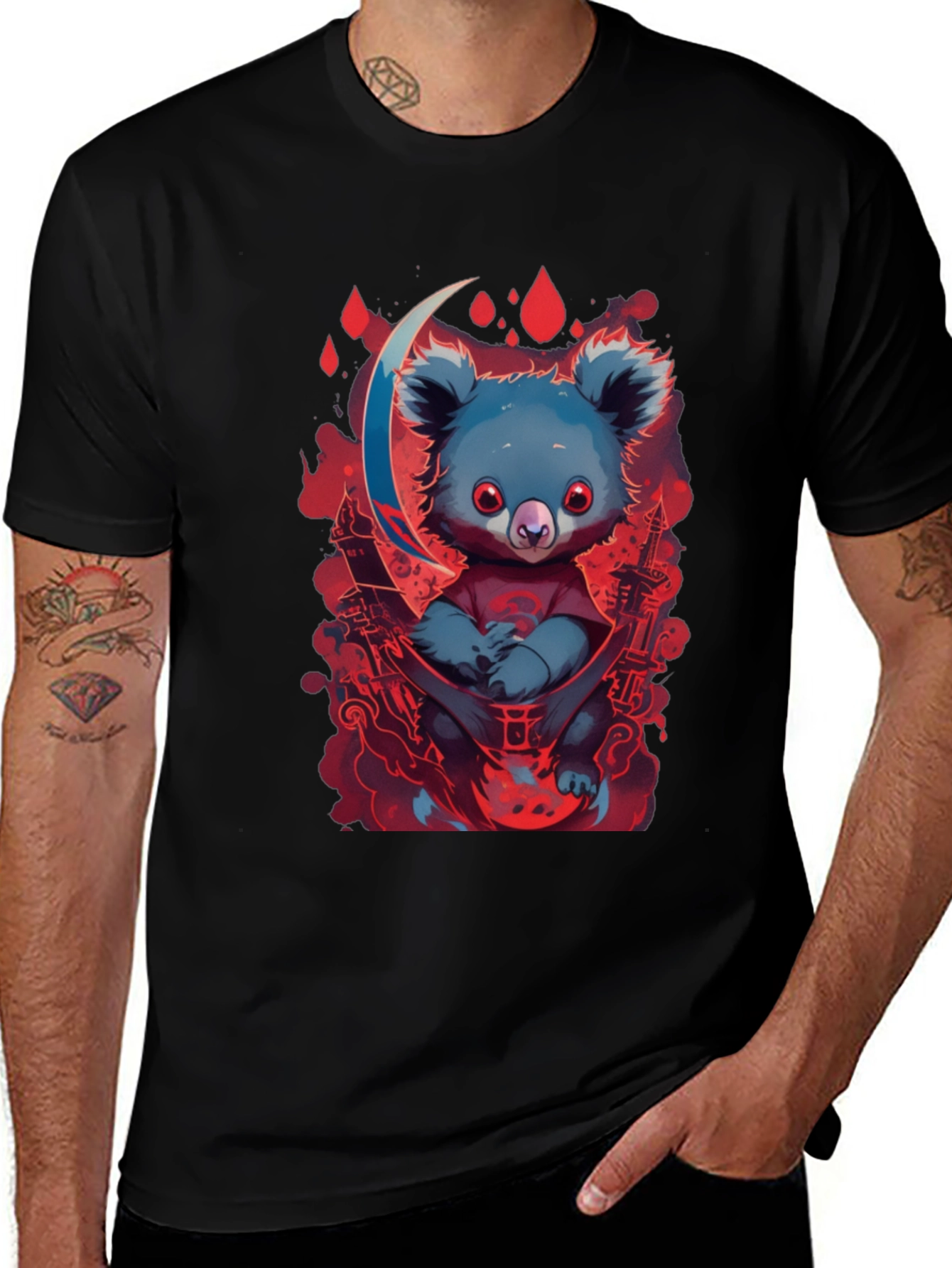 Koala Moon Graphic Tee - Unique Cartoon Animal Design