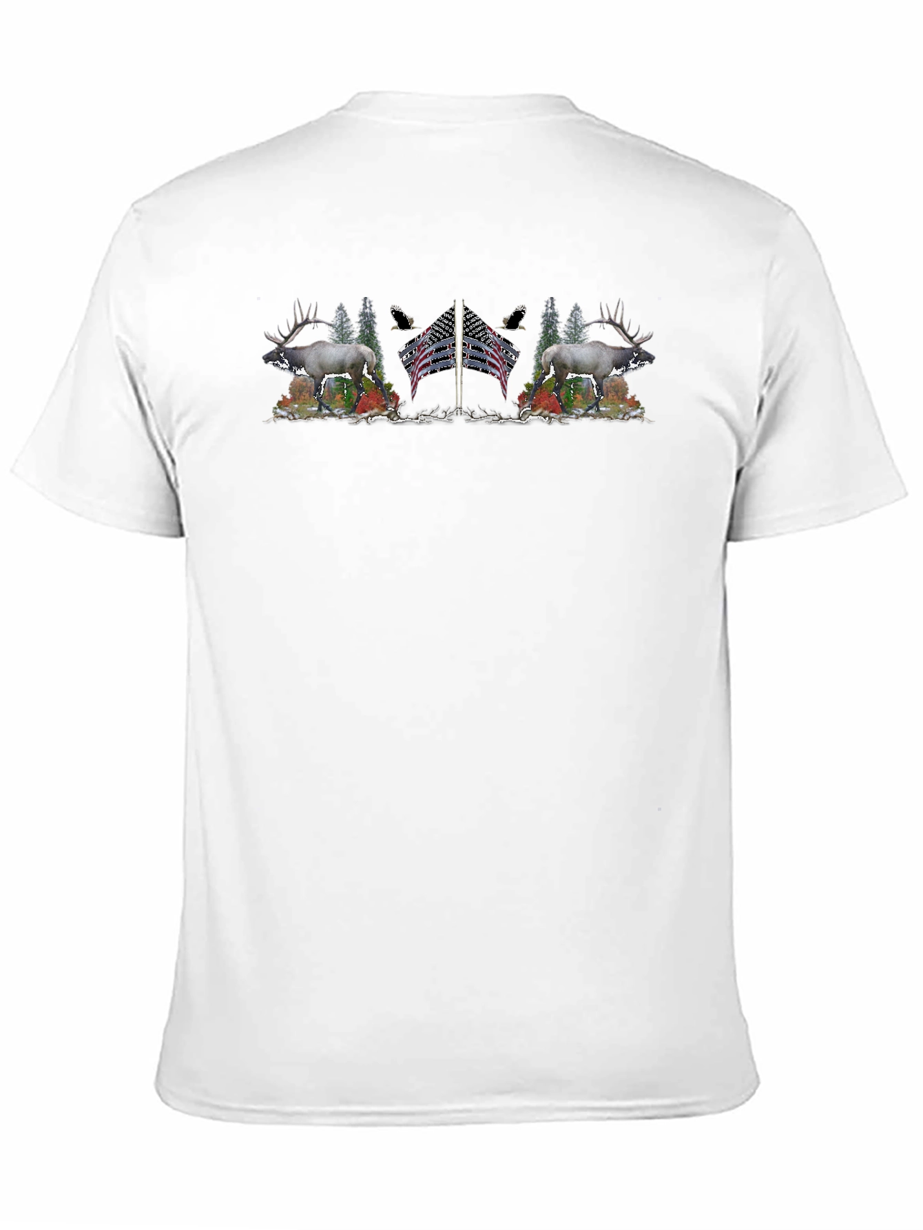 Wildlife and American Flag Graphic Tee - Black