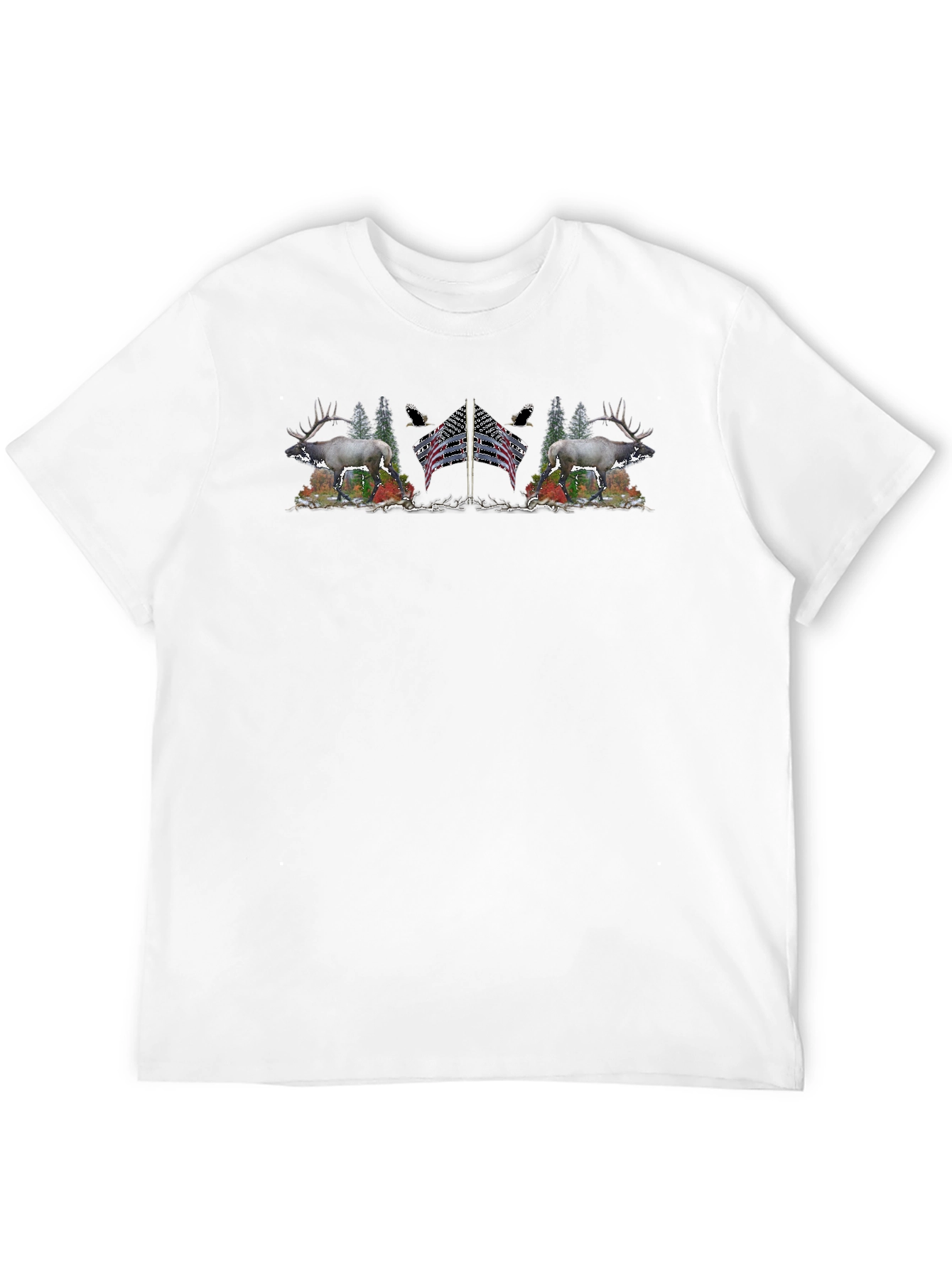 Wildlife and American Flag Graphic Tee - Black