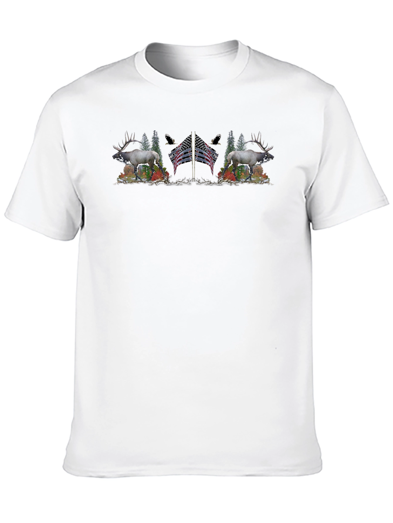 Wildlife and American Flag Graphic Tee - Black