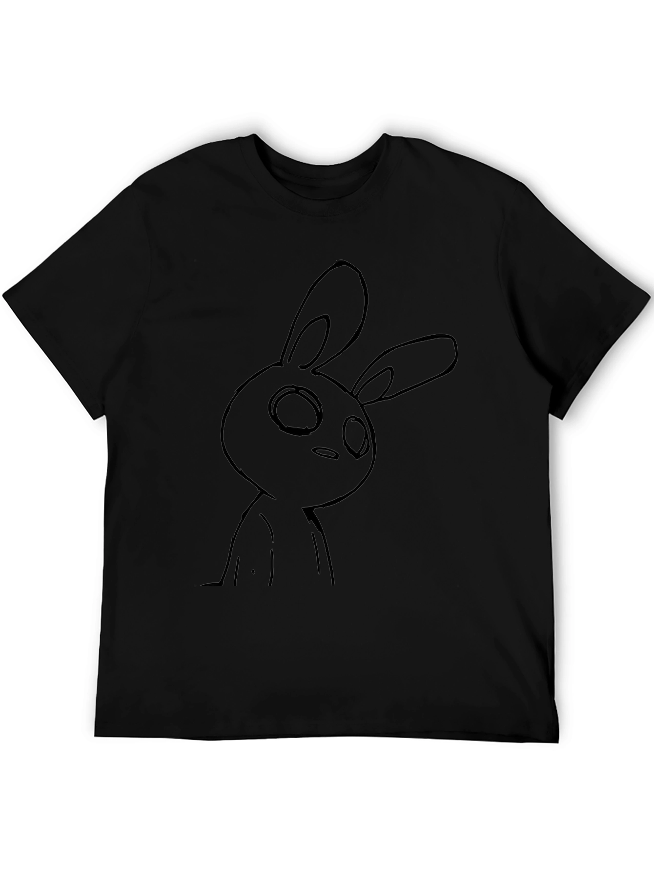 Black T-Shirt with Bunny Graphic