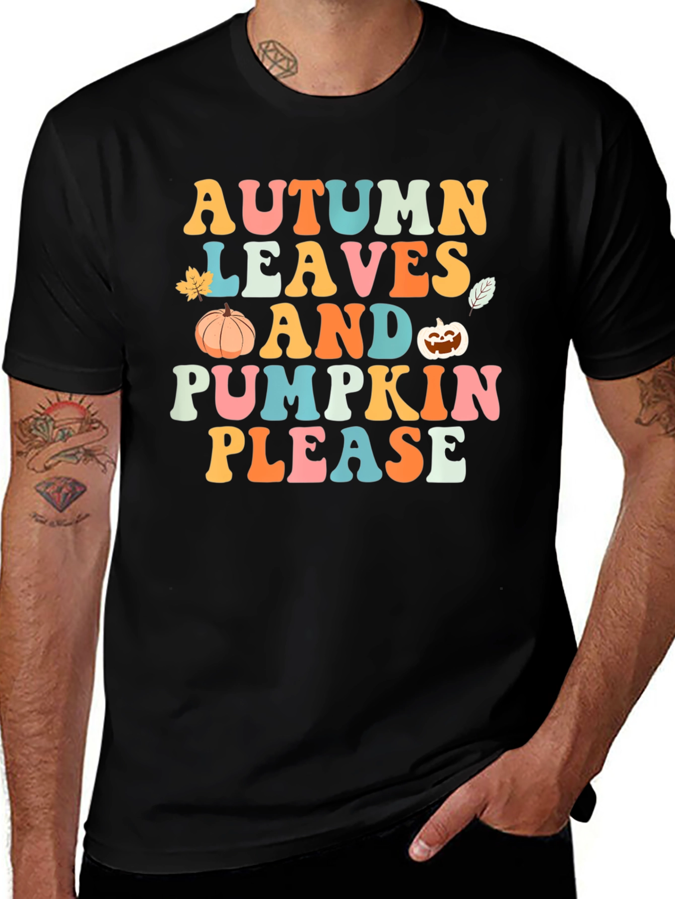 Autumn Leaves and Pumpkin Please T-Shirt