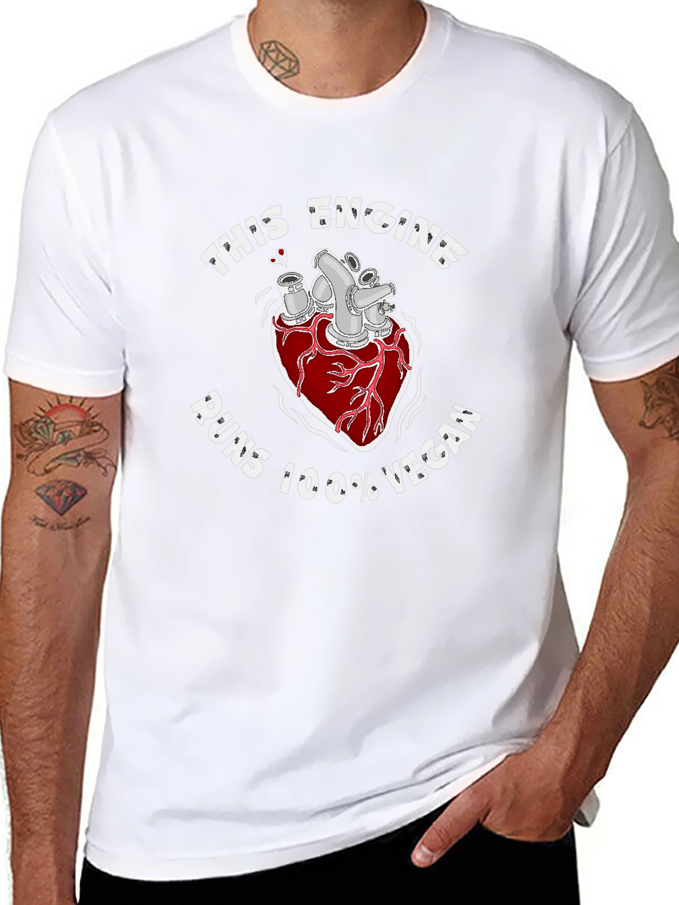 Vegan Engine T-Shirt - Unisex Black Tee