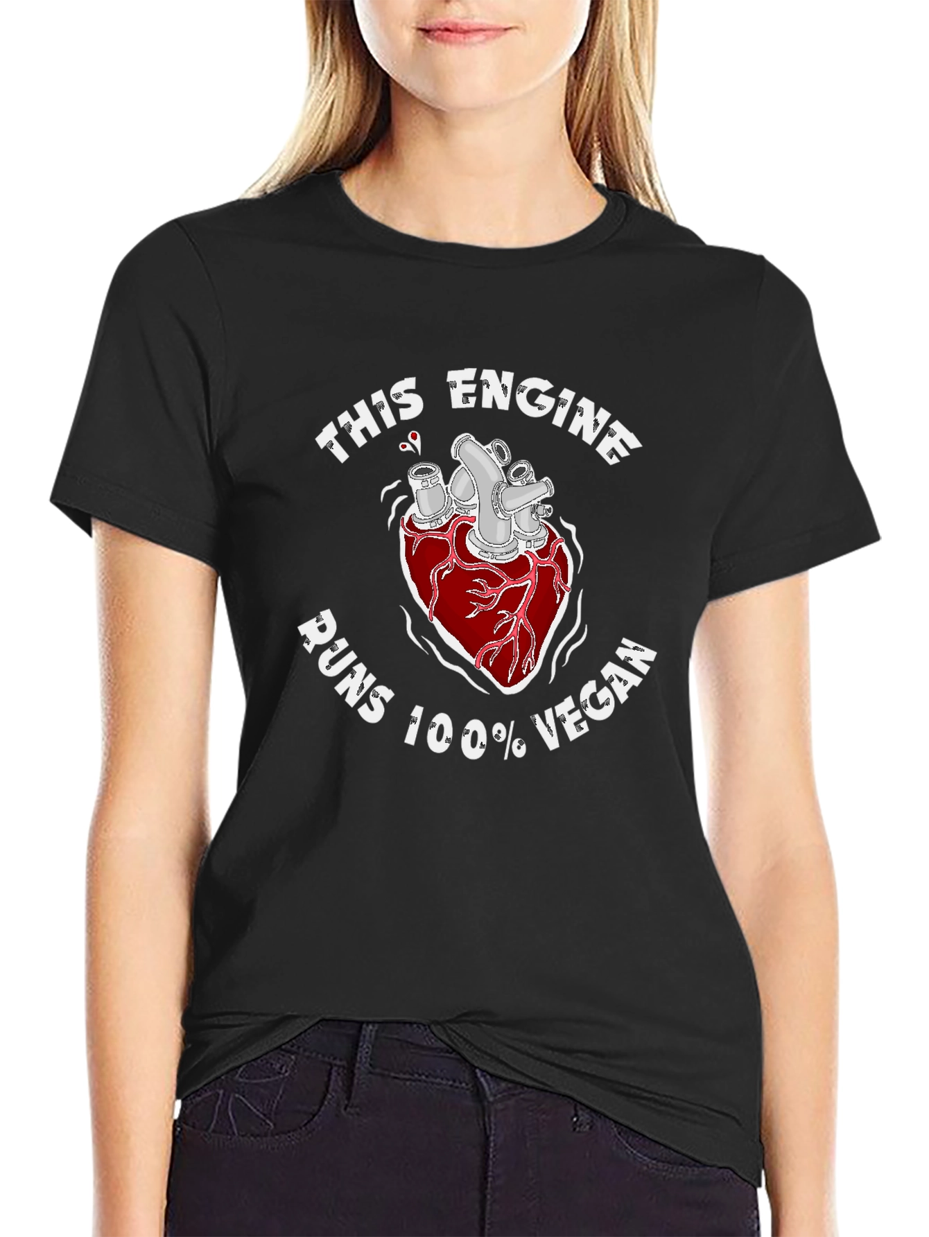 Vegan Engine T-Shirt - Unisex Black Tee