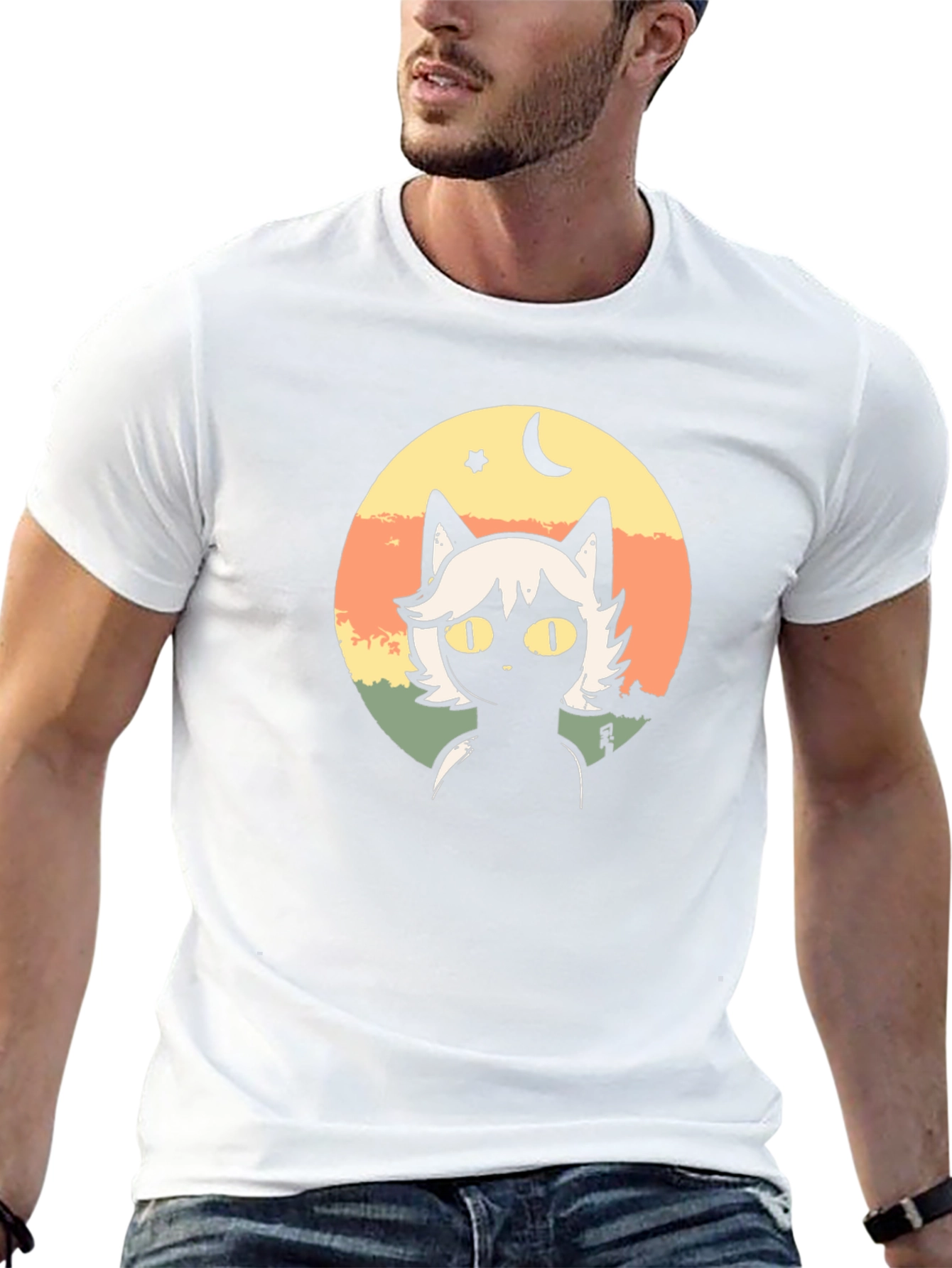 Cat Moon Star Graphic T-Shirt