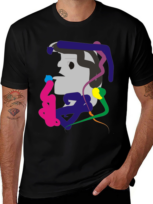 Abstract Graphic Print Black Tee