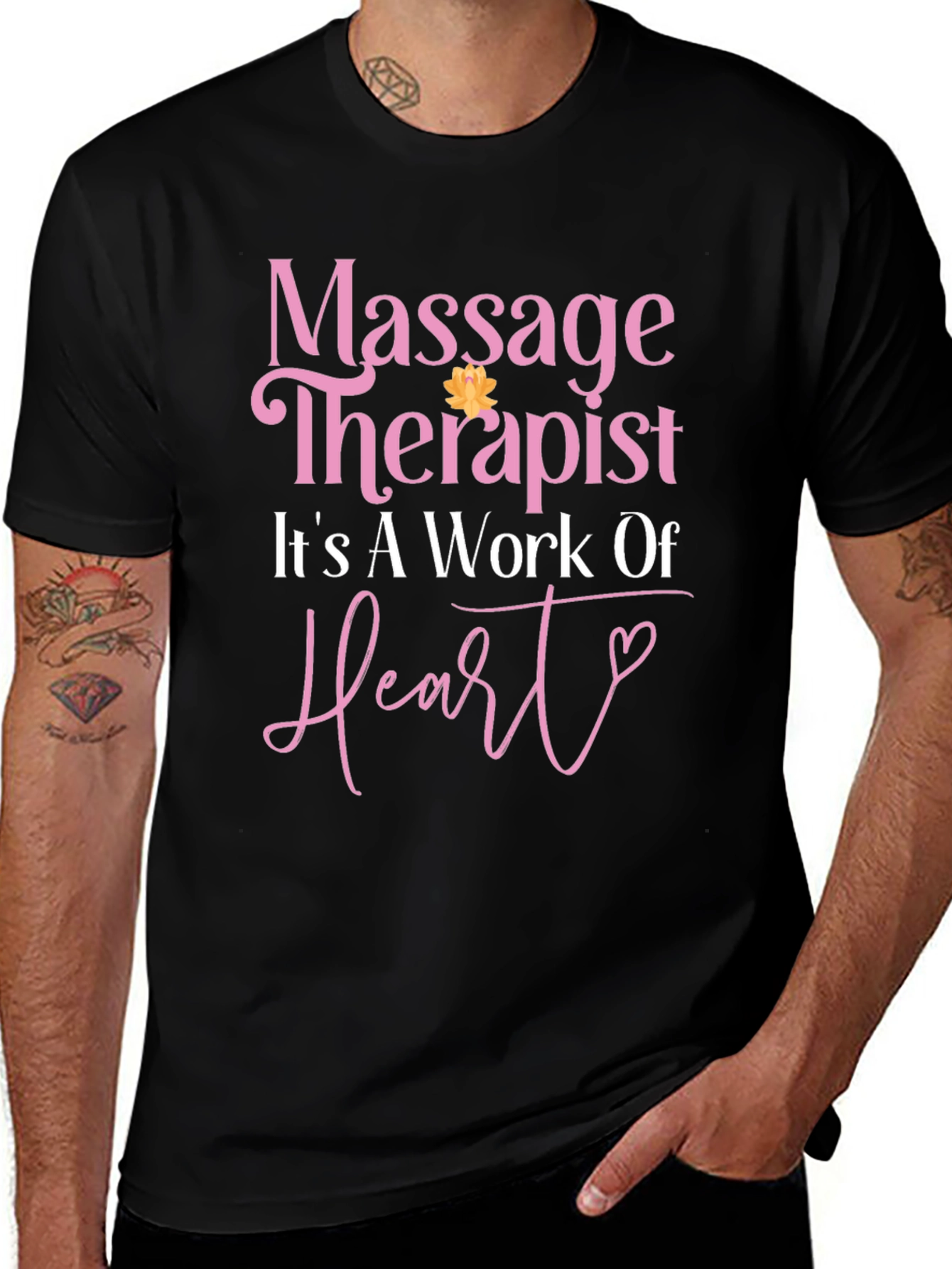 Massage Therapist Heart Work Black T-Shirt