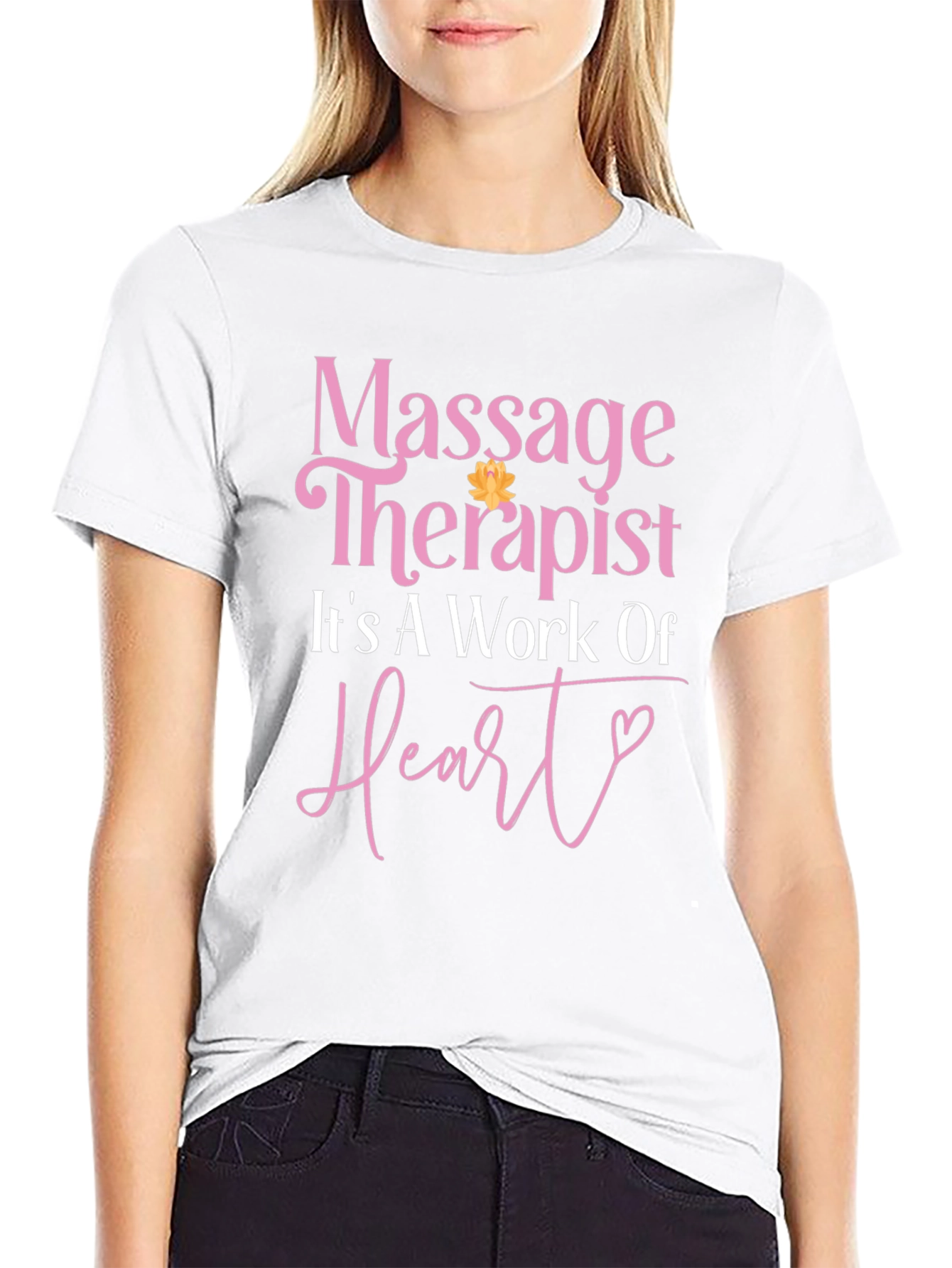 Massage Therapist Heart Work Black T-Shirt