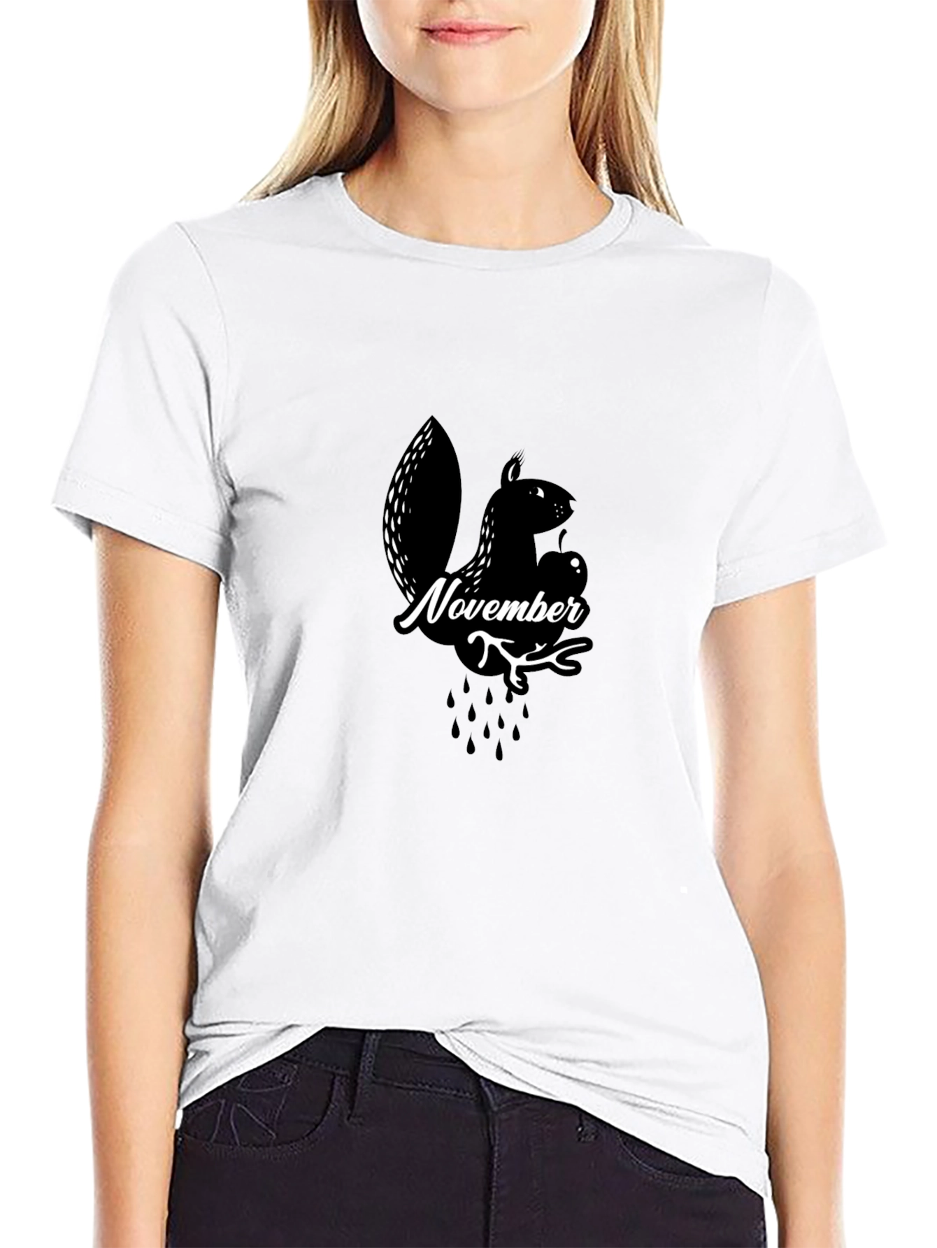 November Squirrel T-Shirt Black