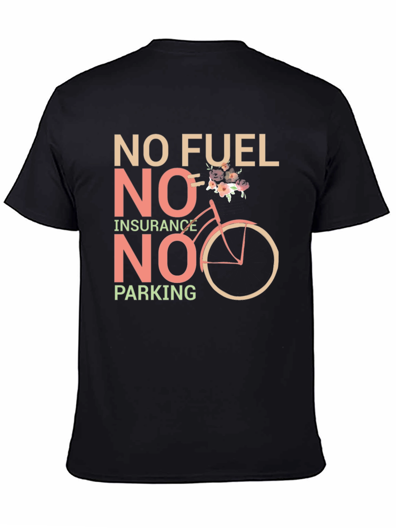 Eco-Friendly Black T-Shirt: No Fuel Insurance Parking