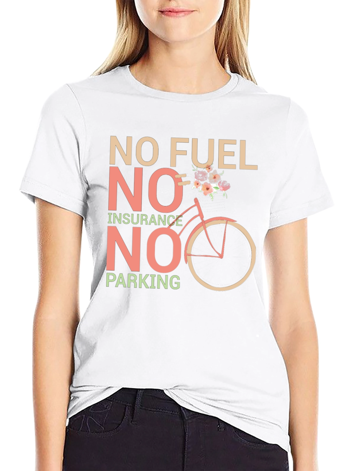 Eco-Friendly Black T-Shirt: No Fuel Insurance Parking