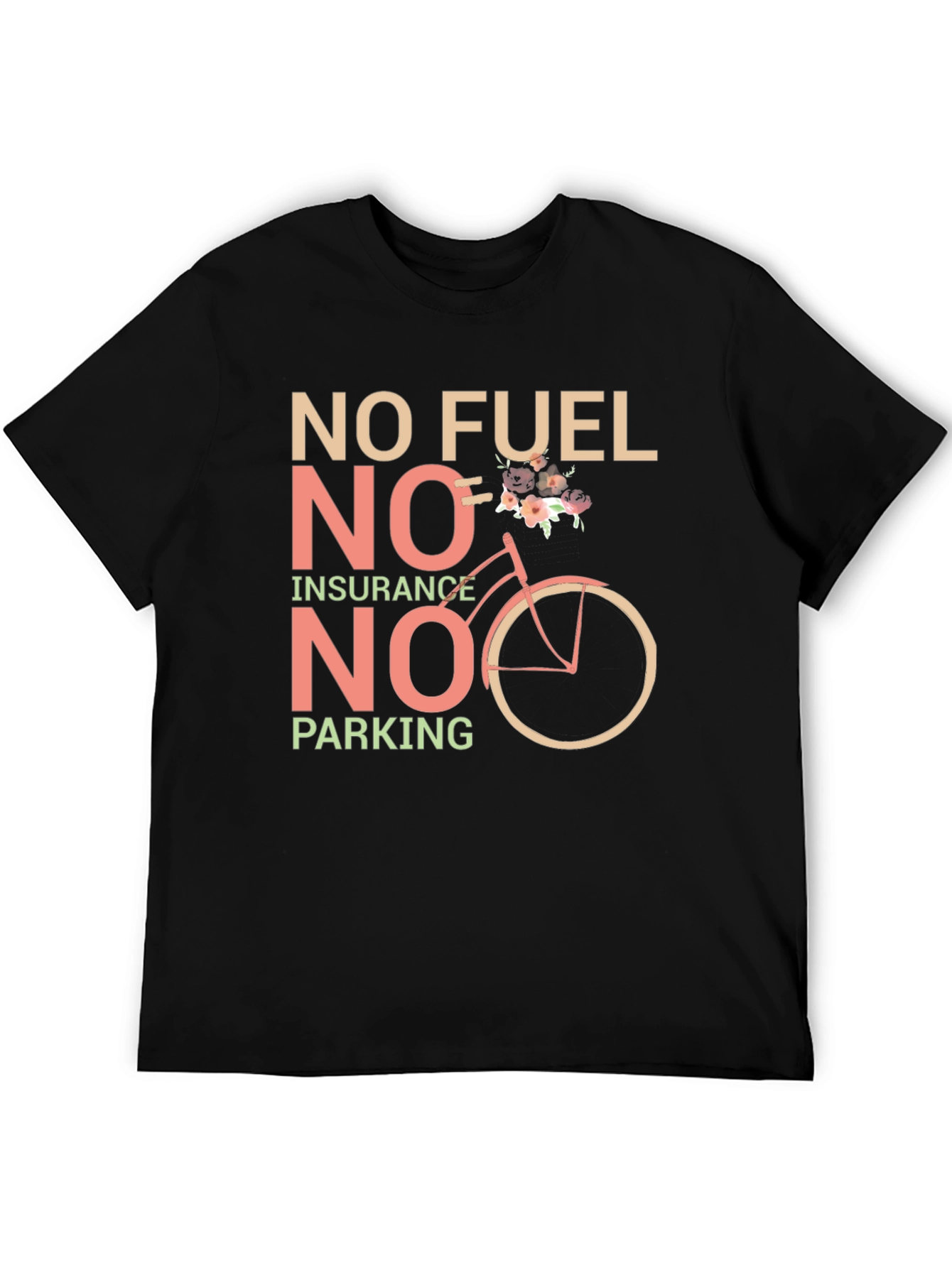 Eco-Friendly Black T-Shirt: No Fuel Insurance Parking
