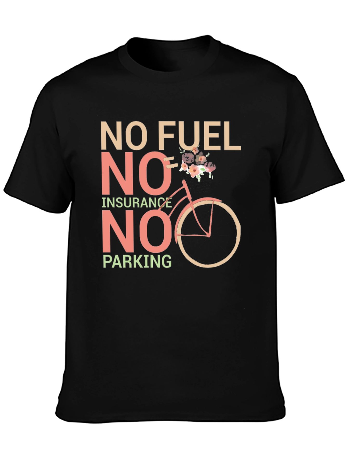 Eco-Friendly Black T-Shirt: No Fuel Insurance Parking
