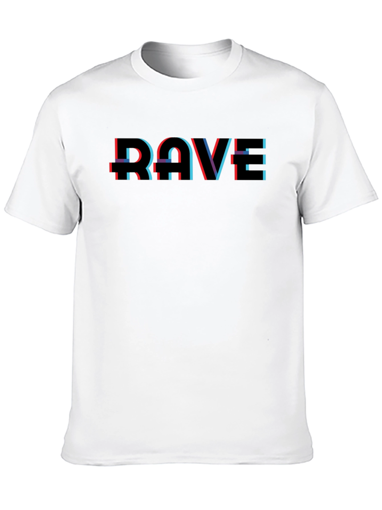 RAVE Glitch Style Graphic Print Black T-Shirt