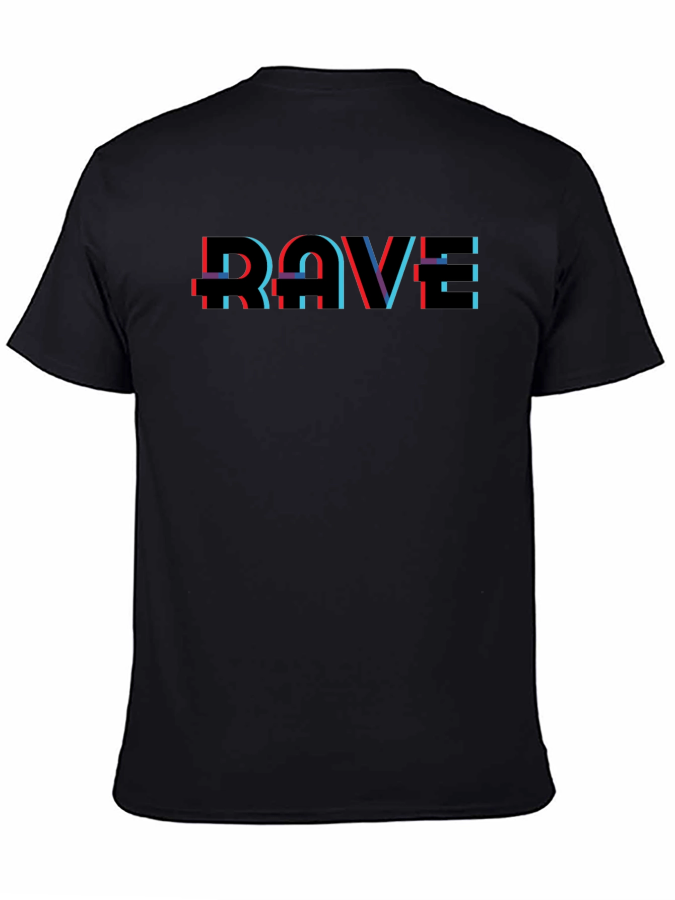 RAVE Glitch Style Graphic Print Black T-Shirt