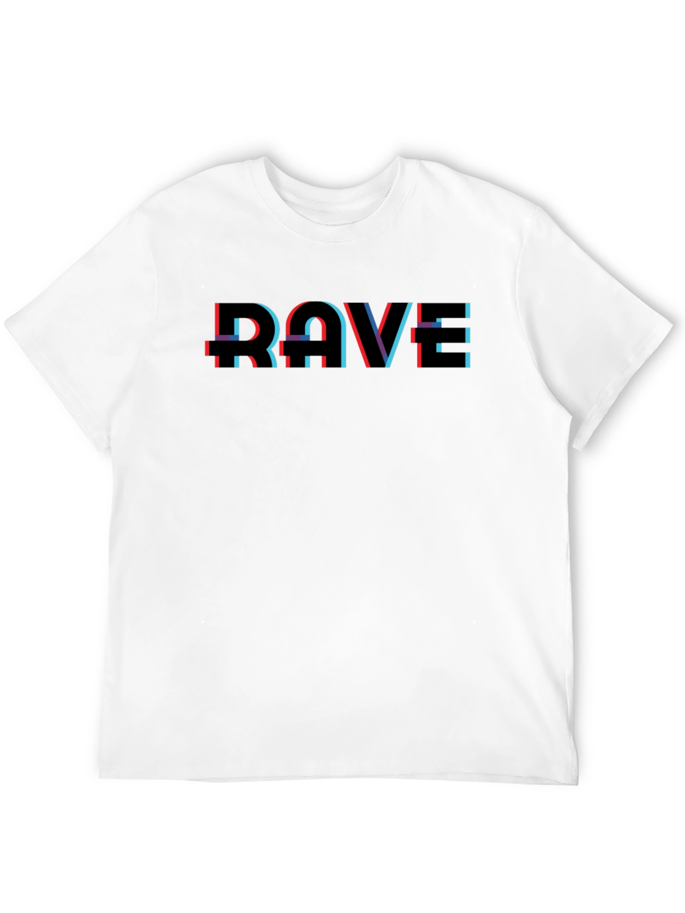 RAVE Glitch Style Graphic Print Black T-Shirt