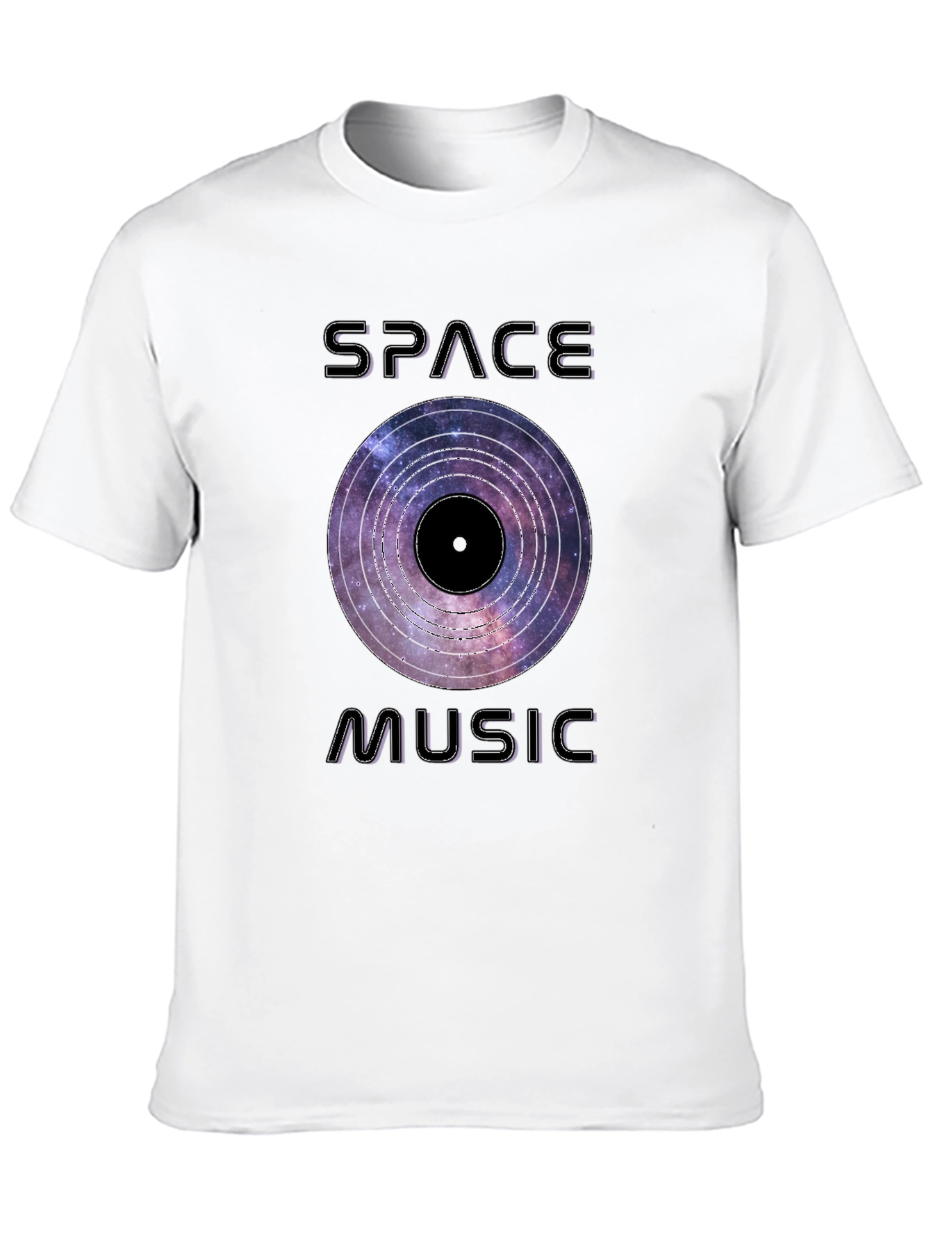 Space Music Graphic Tee - Galaxy Vinyl Design