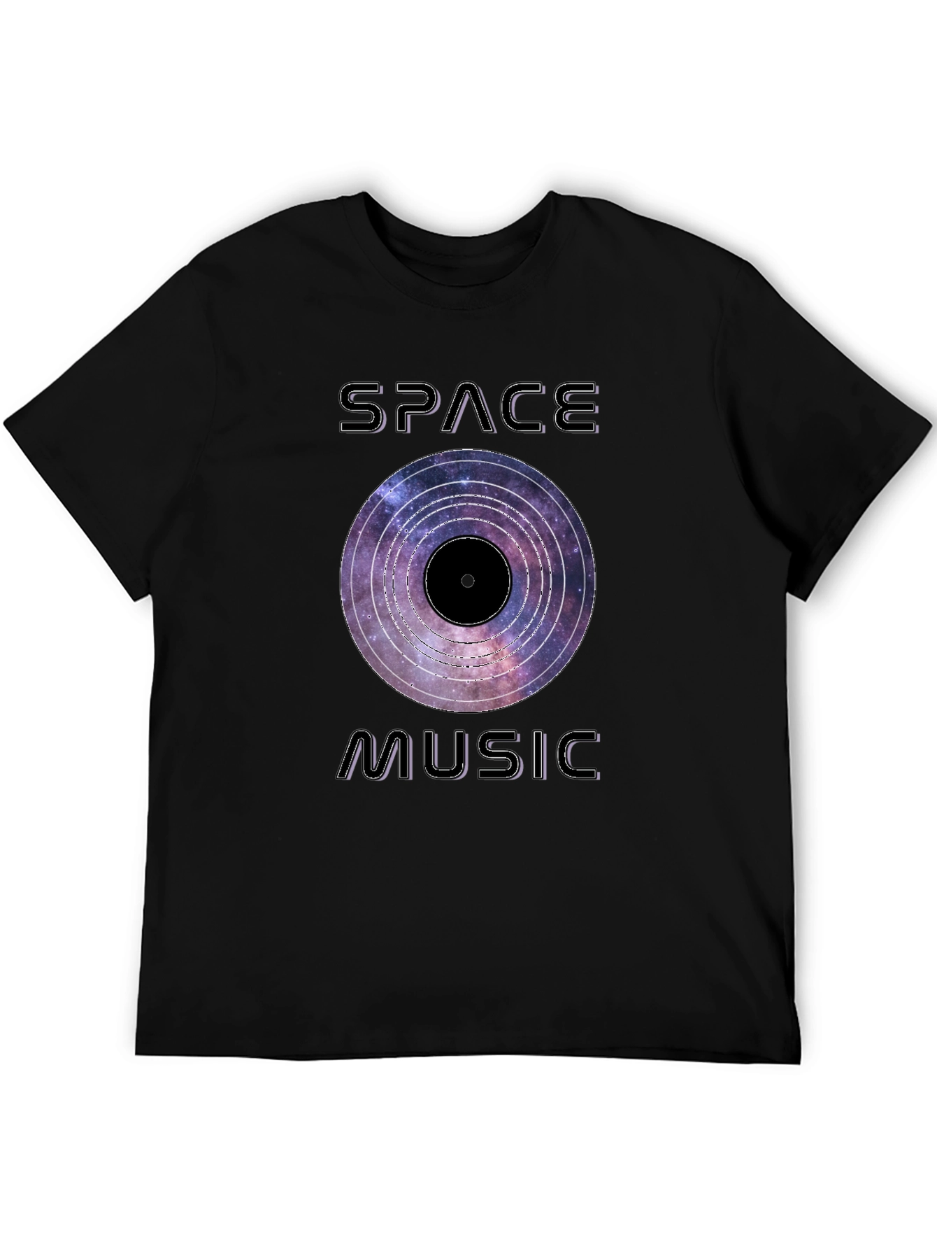 Space Music Graphic Tee - Galaxy Vinyl Design