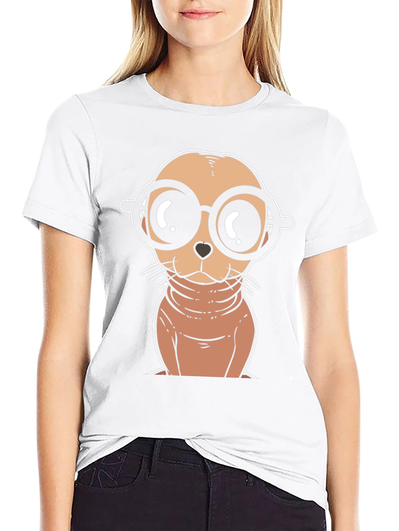 Cartoon Seal with Glasses T-Shirt