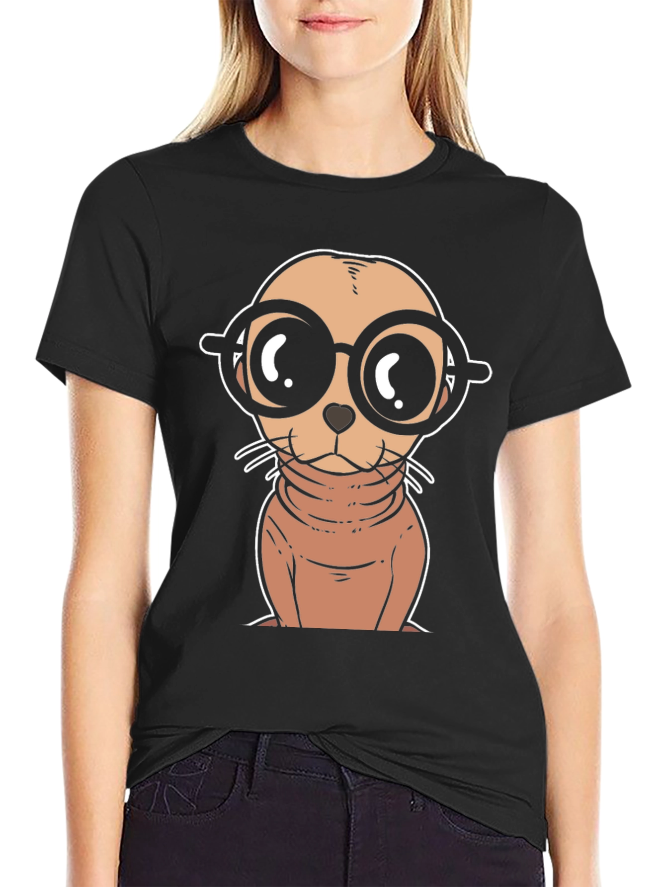 Cartoon Seal with Glasses T-Shirt