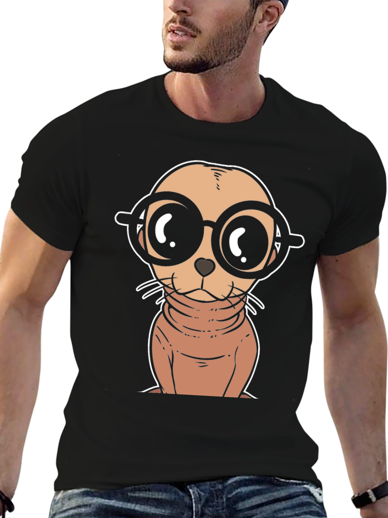Cartoon Seal with Glasses T-Shirt