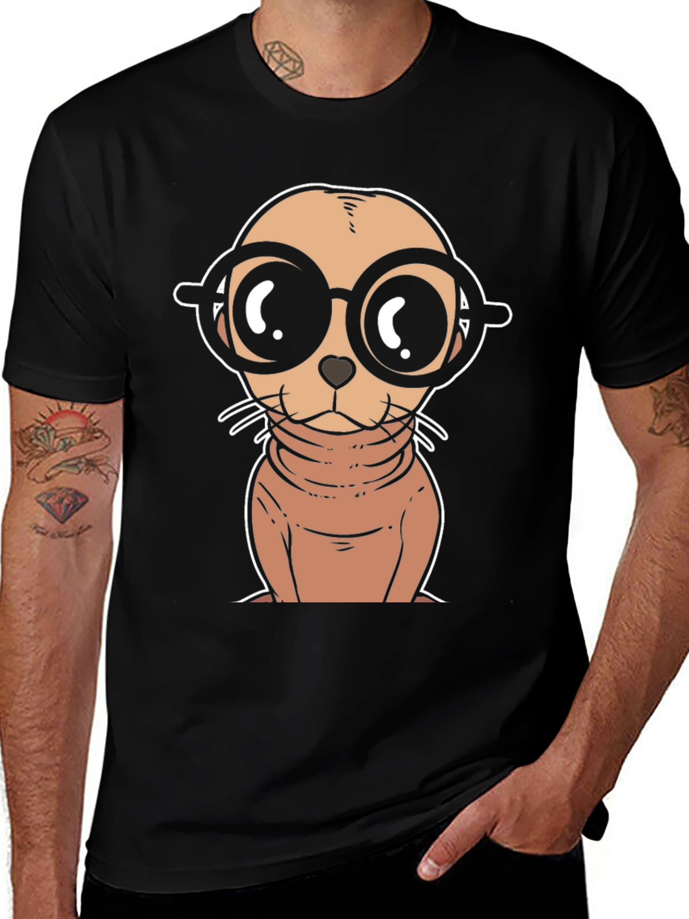 Cartoon Seal with Glasses T-Shirt