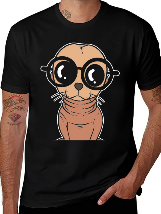 Cartoon Seal with Glasses T-Shirt
