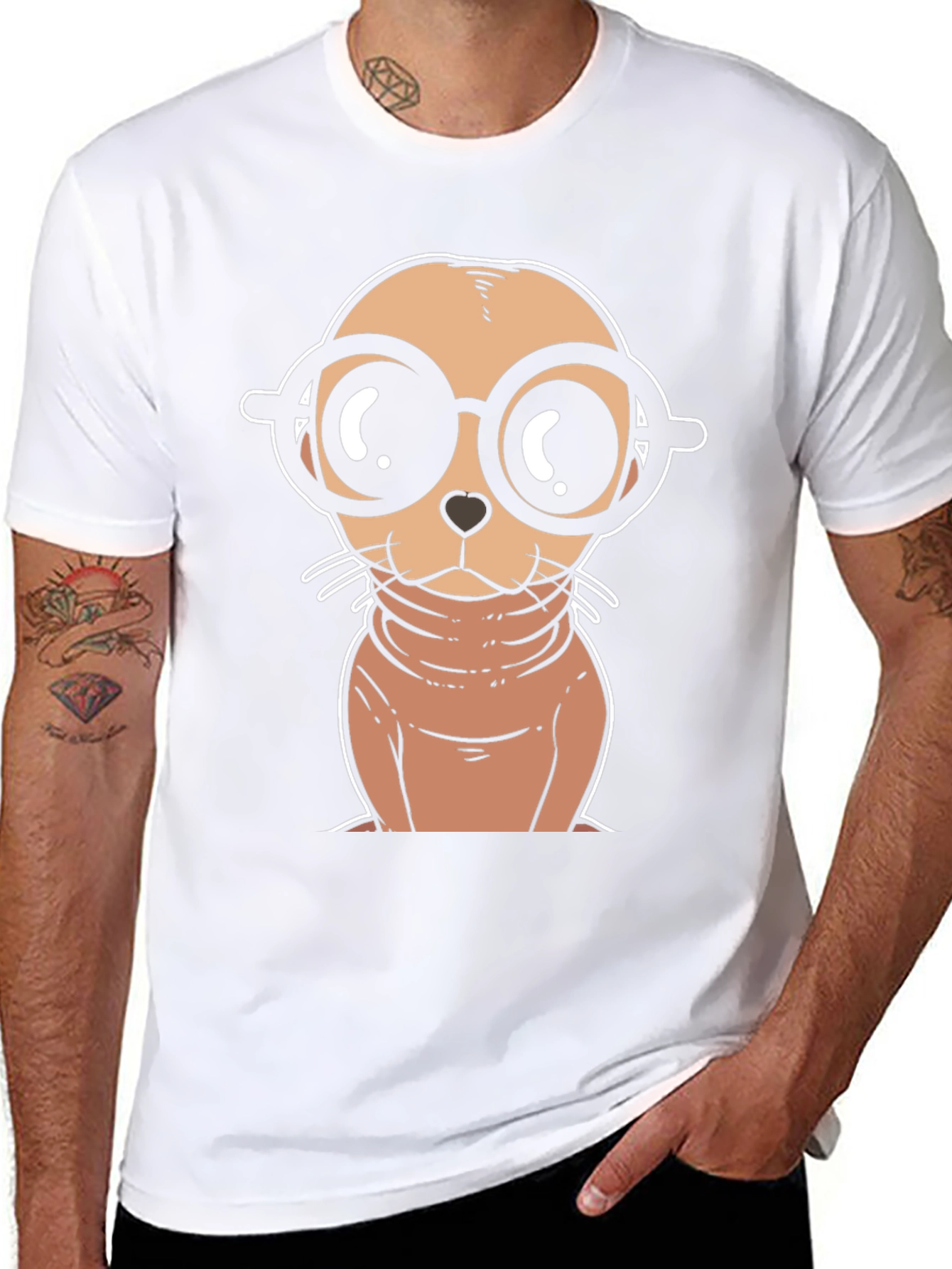 Cartoon Seal with Glasses T-Shirt